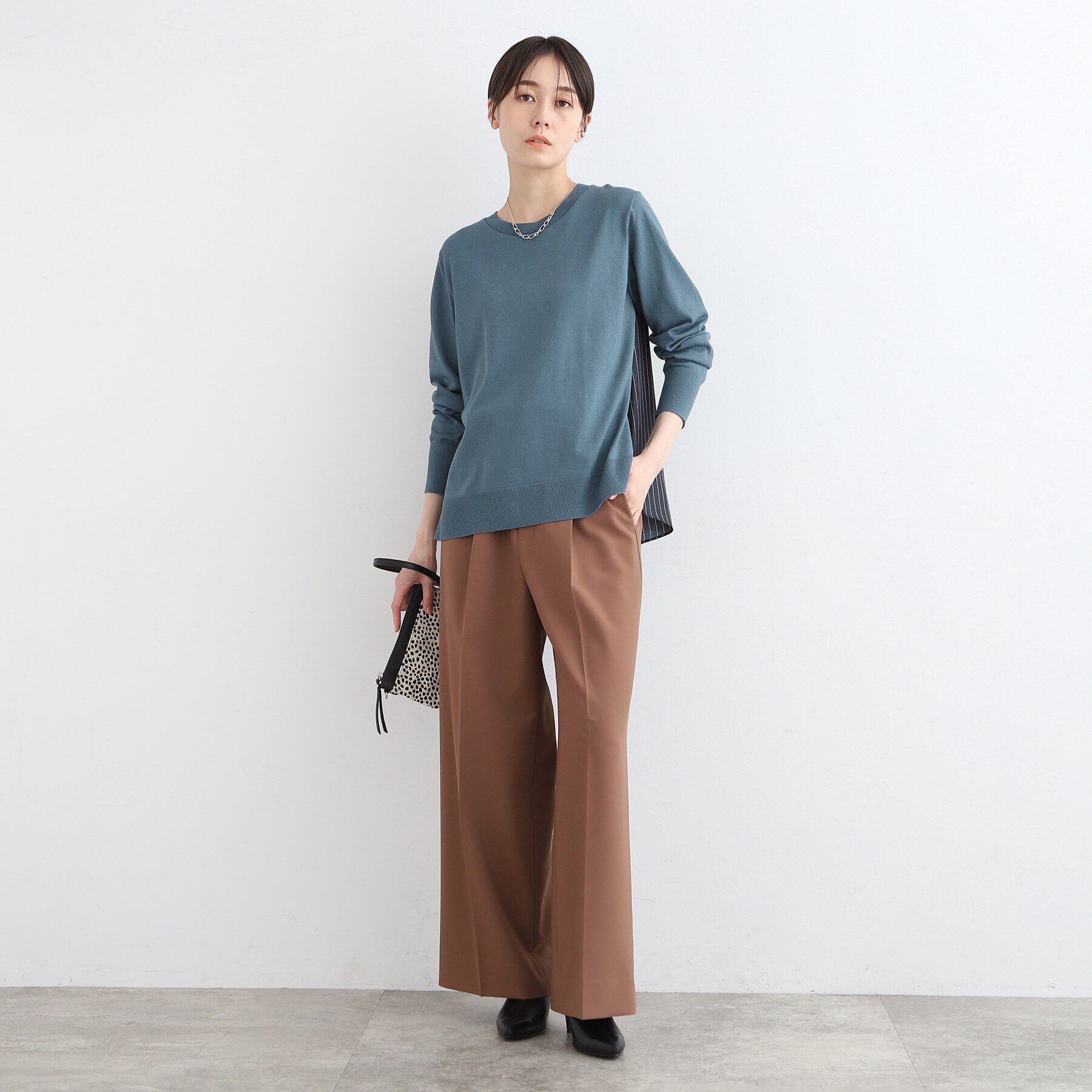 INDIVI「【洗える／バックシャン】ストライプ柄コンビニット」|ニット・セーター|