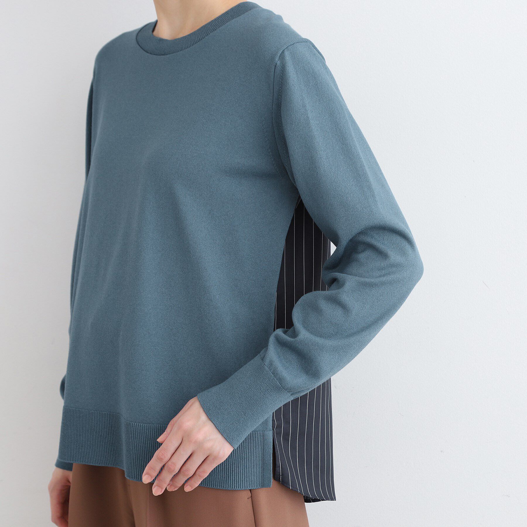 INDIVI「【洗える／バックシャン】ストライプ柄コンビニット」|ニット・セーター|