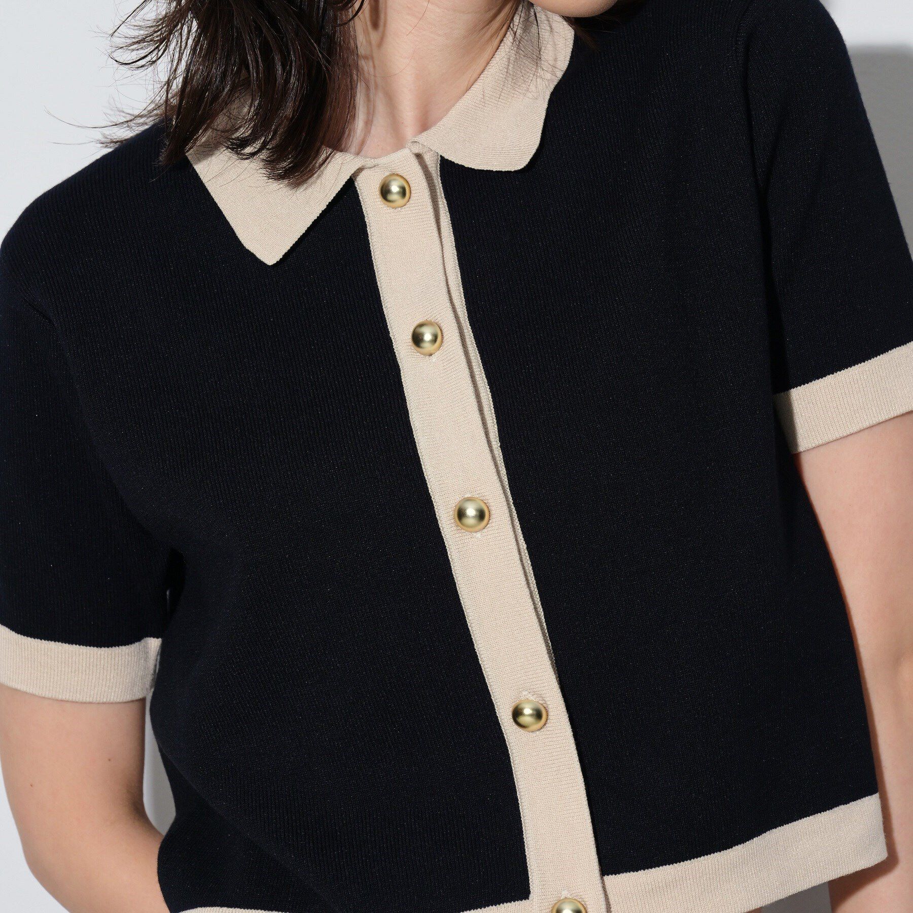 GALLEST「カラーブロッキングポロニットカーデ」|カーディガン|