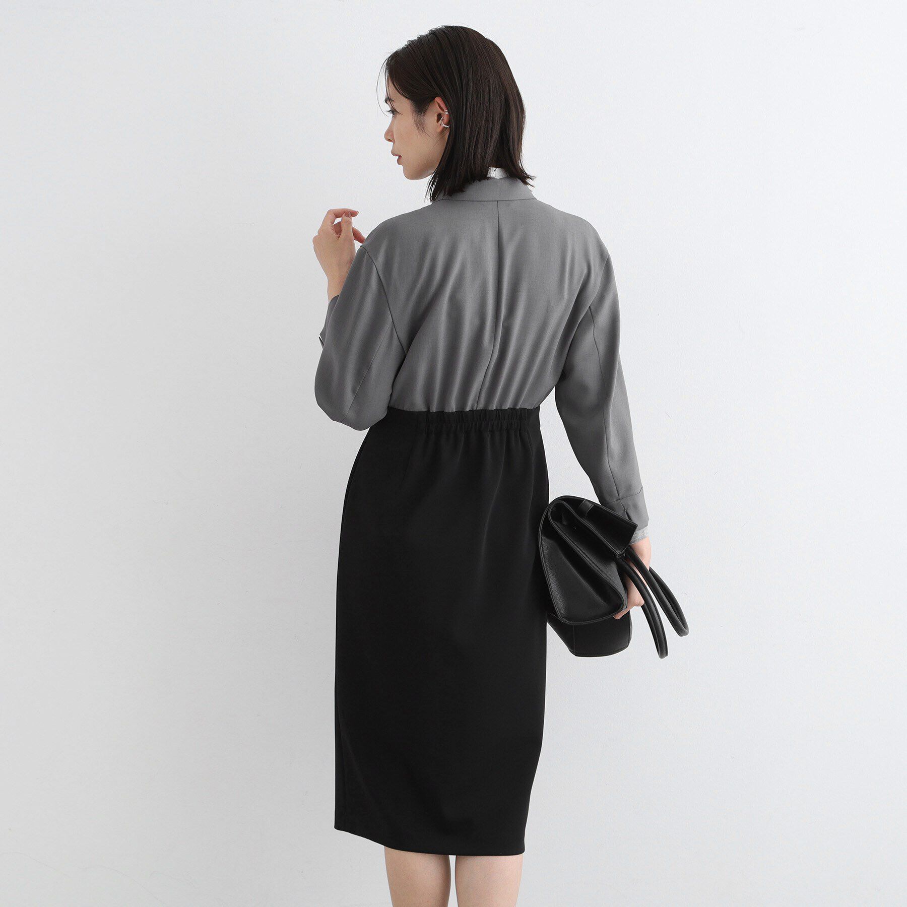 INDIVI「【洗える／日本製】ジャケットコンビワンピース」|ワンピース|