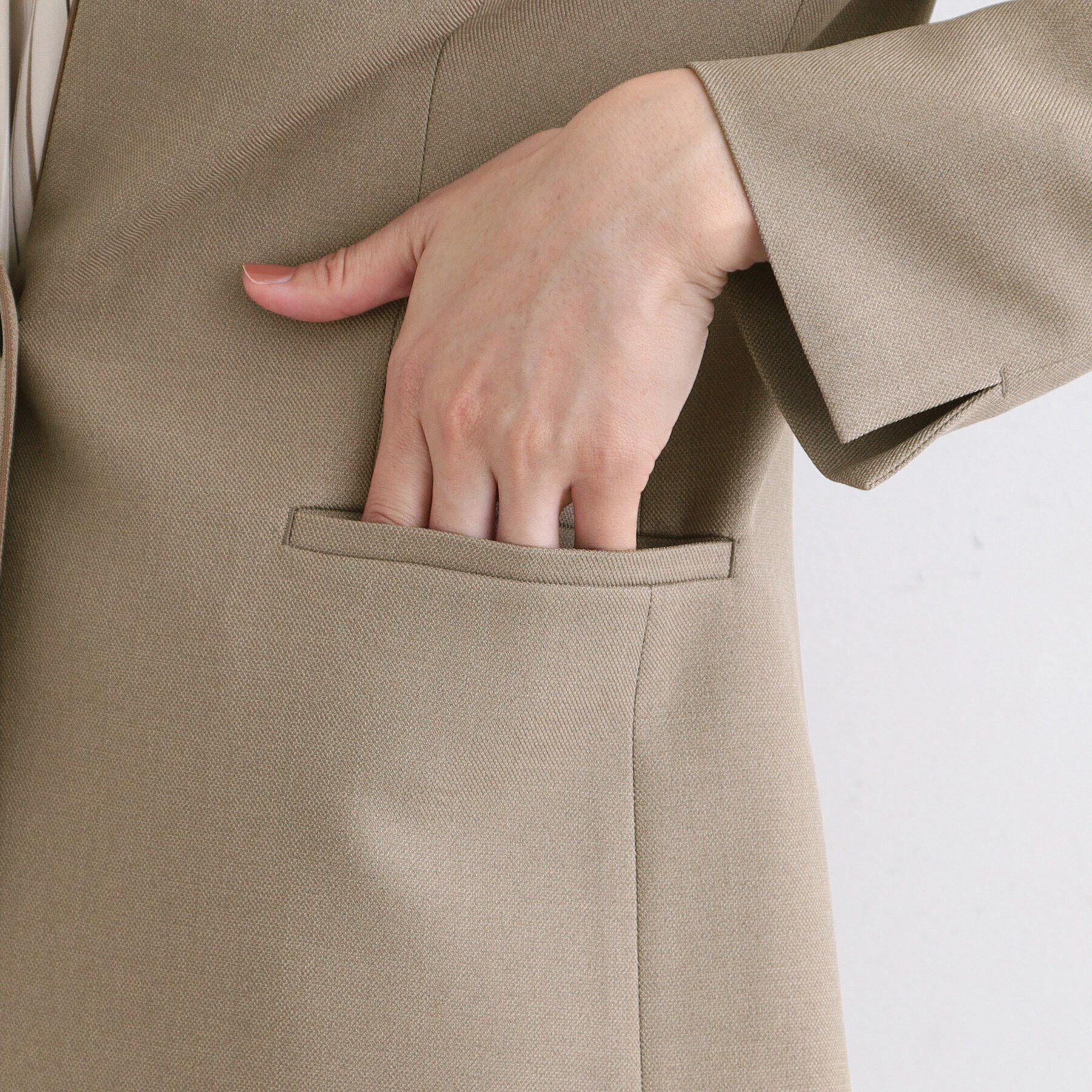 INDIVI「【洗える／UVケア／定番スーツ】ウール調ノーカラージャケット」|スーツ|