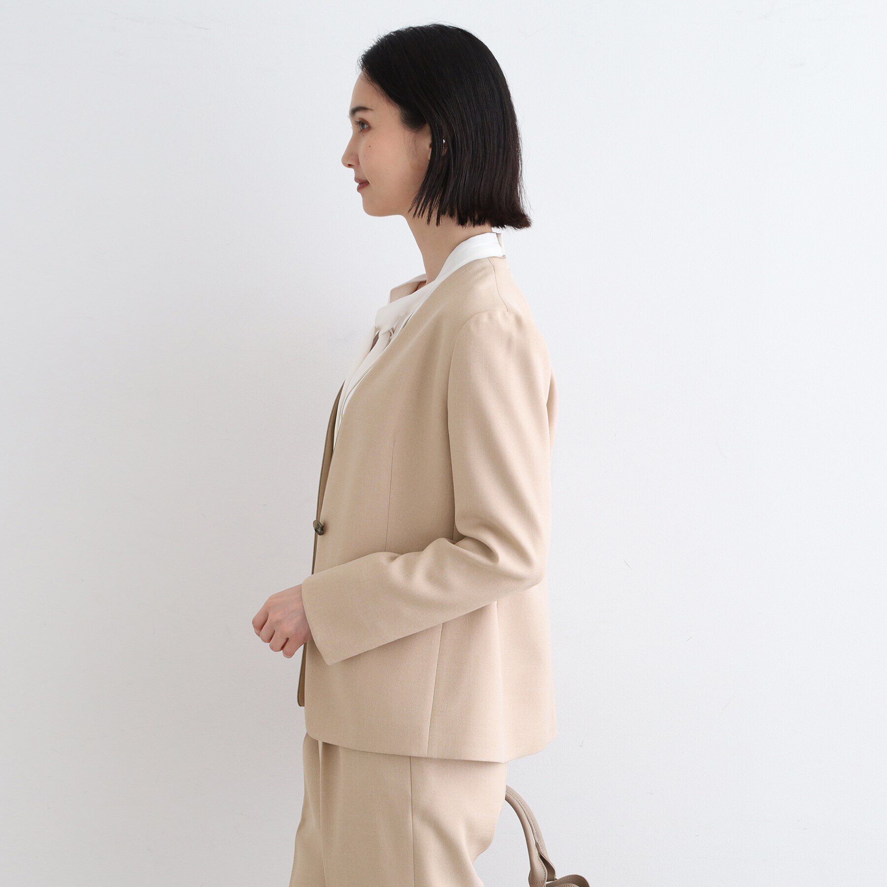 INDIVI「【洗える／UVケア／定番スーツ】ウール調ノーカラージャケット」|スーツ|