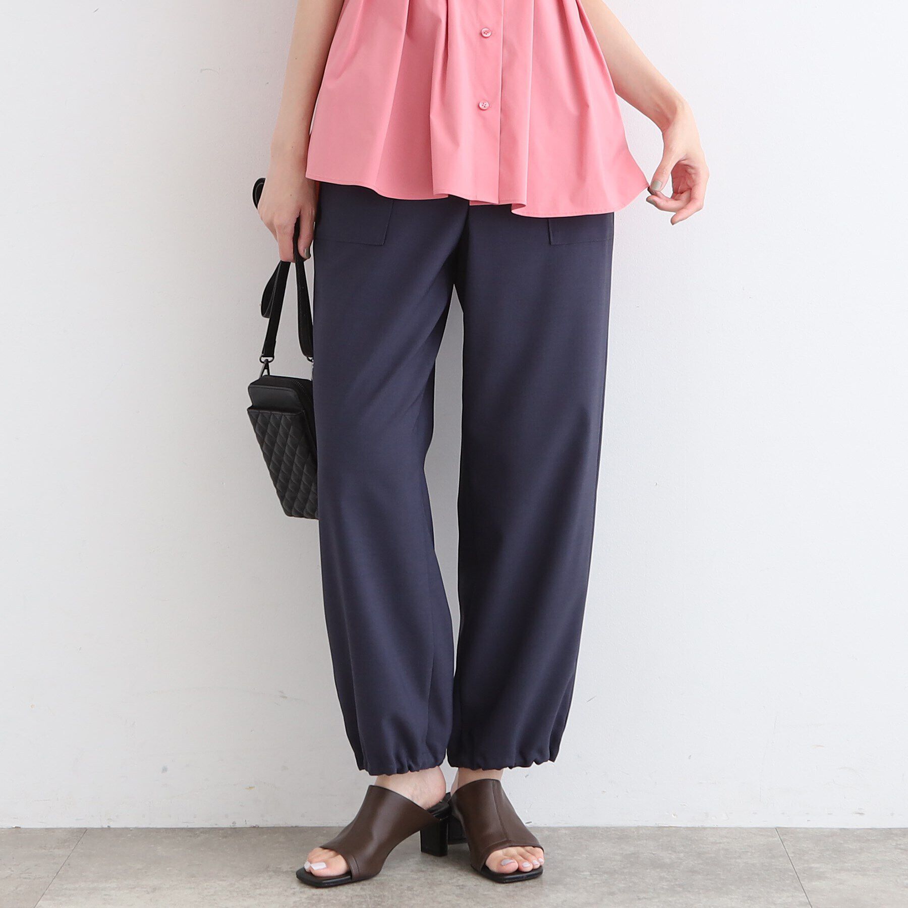 INDIVI「【洗える／2WAY】麻ライクワークパンツ」|その他|ネイビー(694)