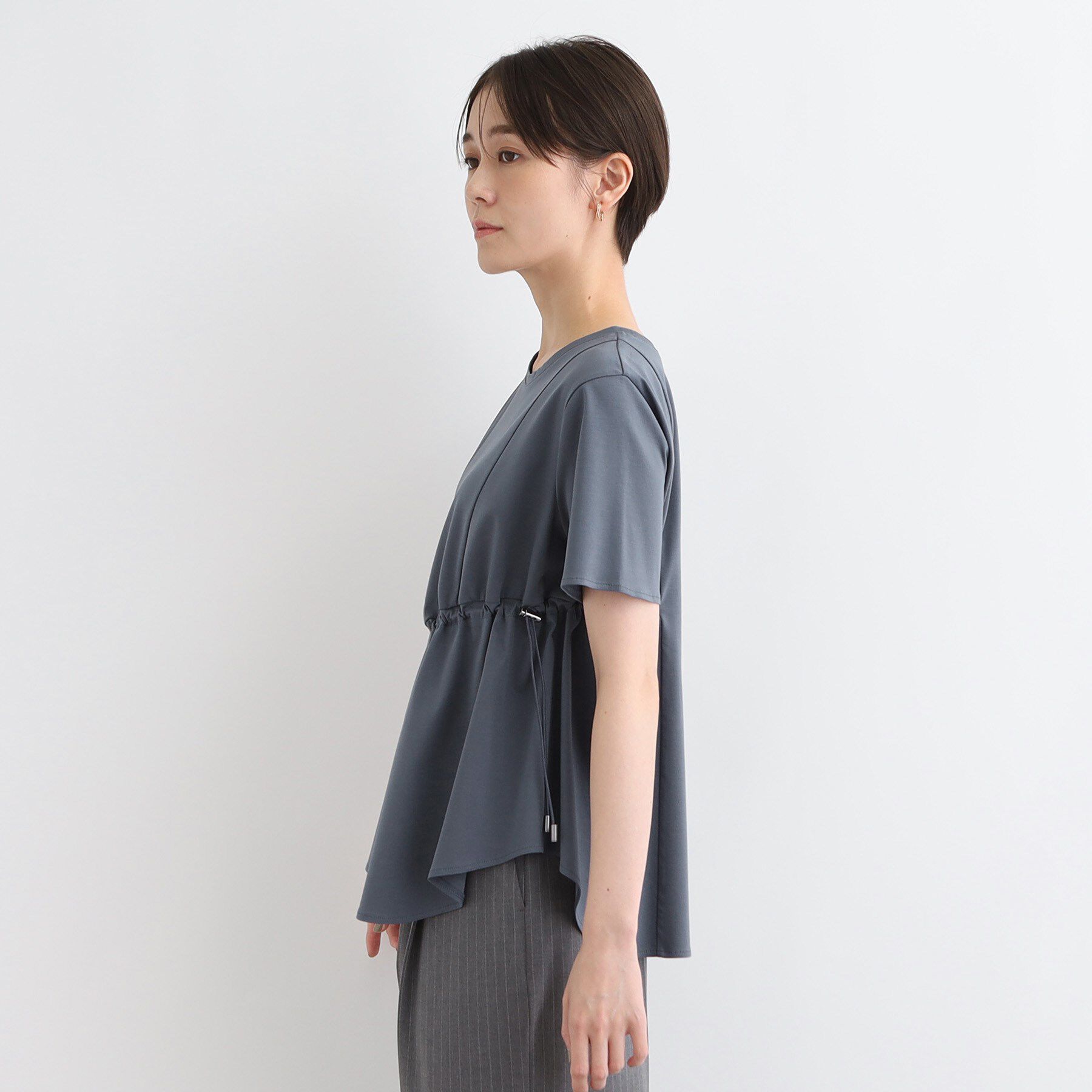 INDIVI「【洗える／トレンド】ドロストデザインTシャツ」|Tシャツ・カットソー|