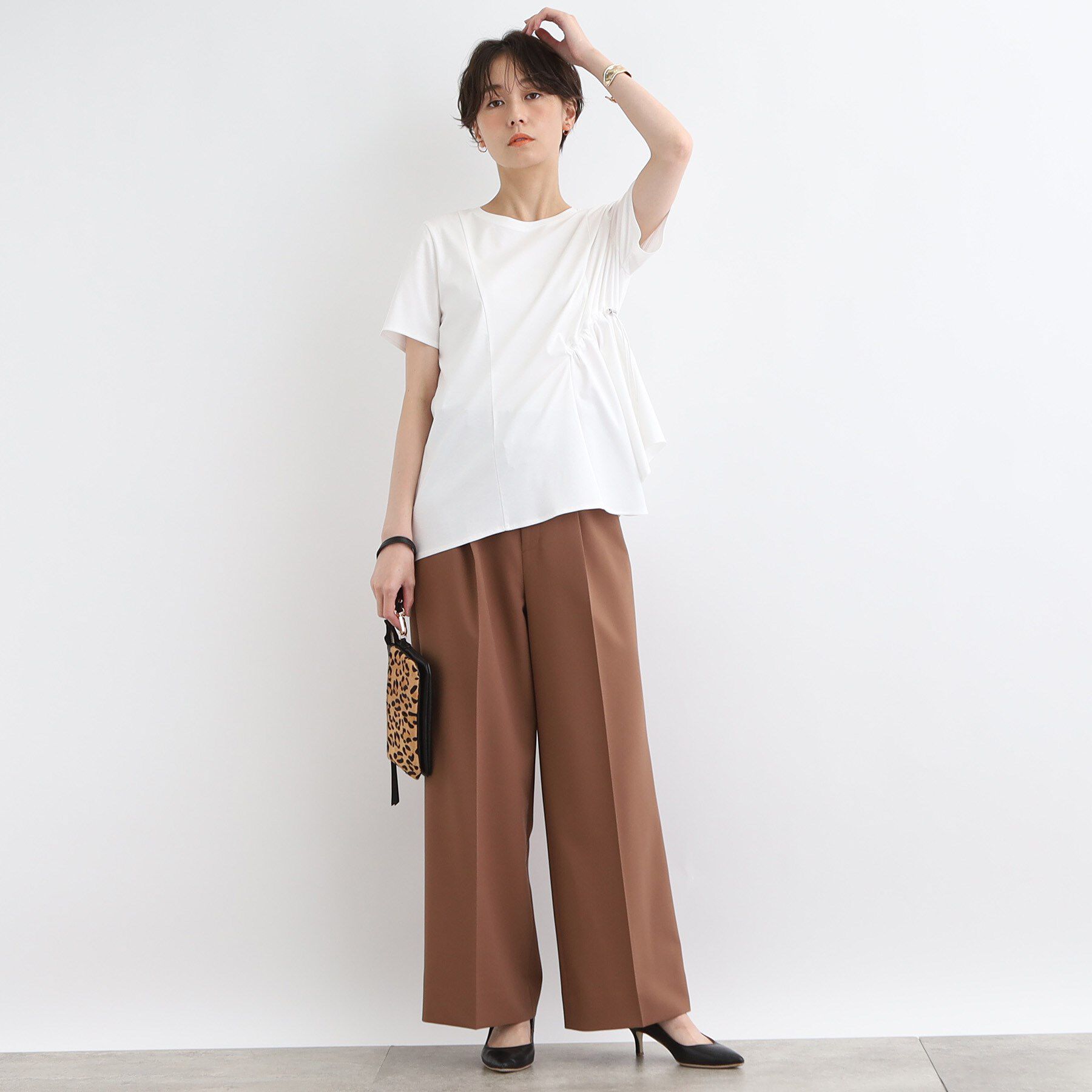 INDIVI「【洗える／トレンド】ドロストデザインTシャツ」|Tシャツ・カットソー|