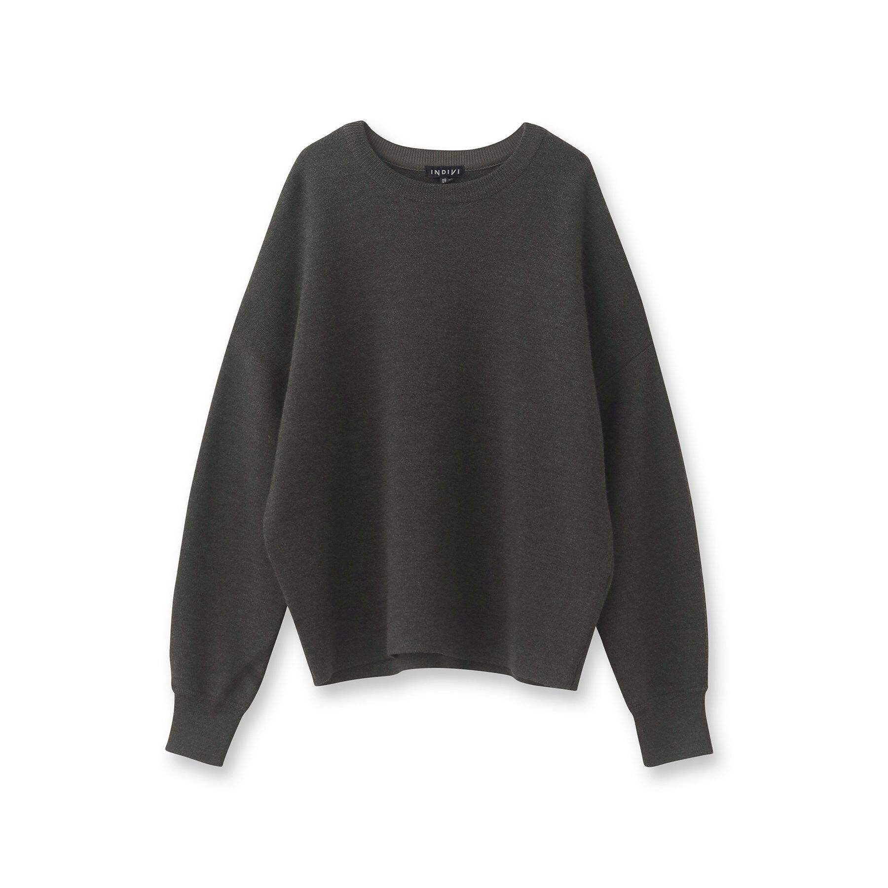 INDIVI「【ウール混／洗える】スウェットライク スムースニット」|ニット・セーター|
