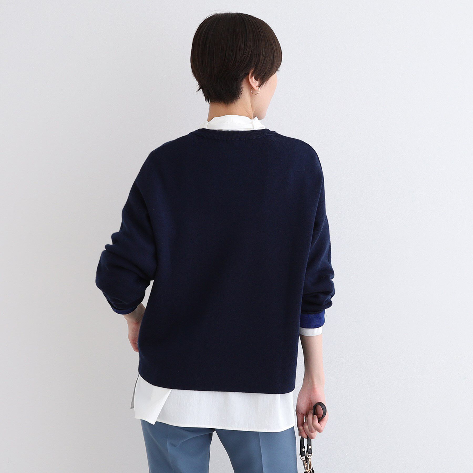 INDIVI「【ウール混／洗える】スウェットライク スムースニット」|ニット・セーター|