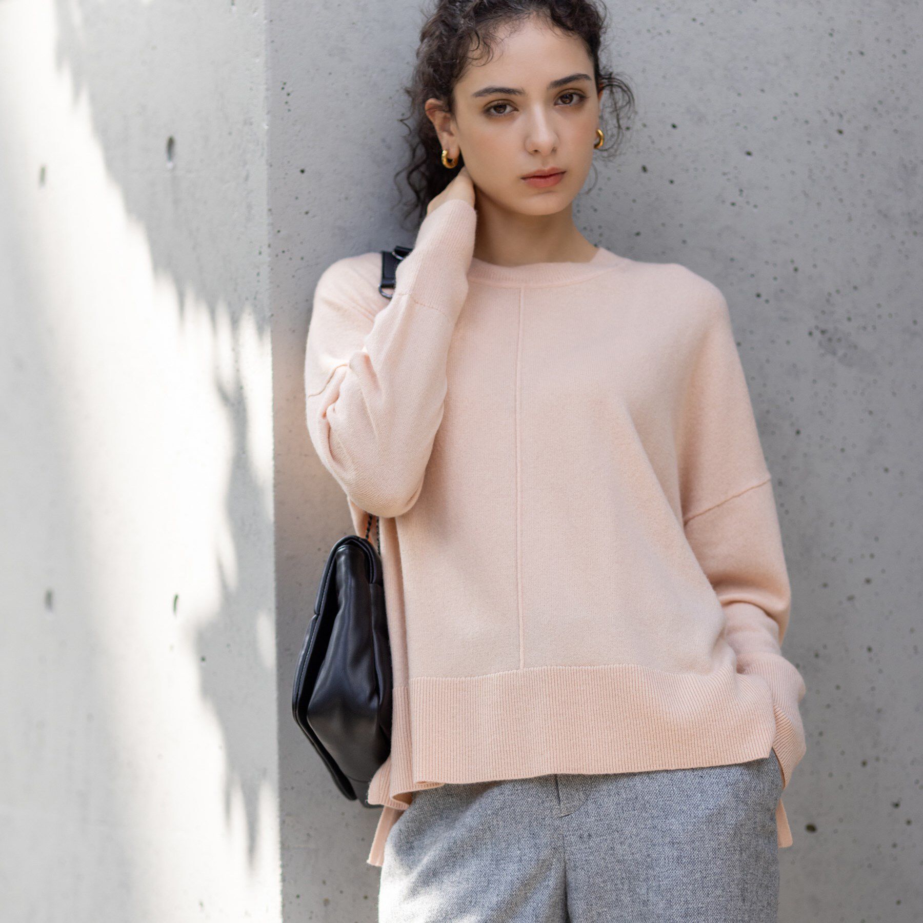 INDIVI「【カシミヤ混／洗える／リラックス】ワイドシルエットニット」|ニット・セーター|オレンジ(065)