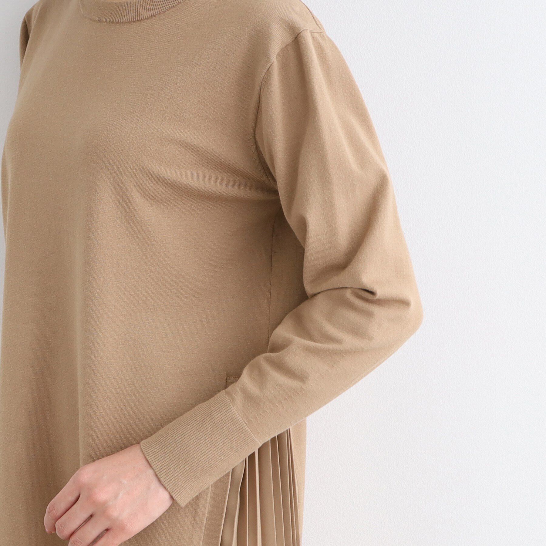 INDIVI「【洗える】サイドプリーツニットワンピース」|ワンピース|