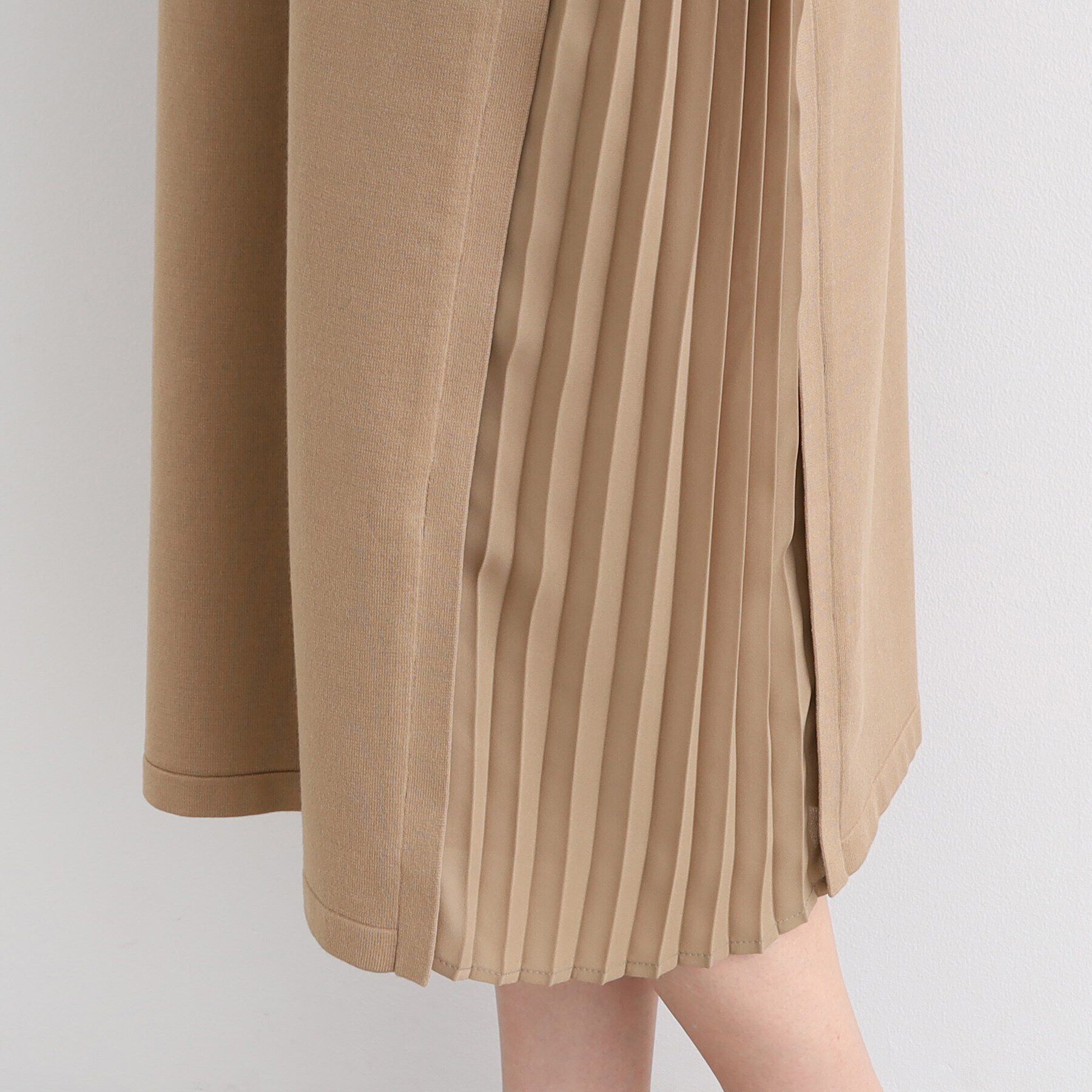 INDIVI「【洗える】サイドプリーツニットワンピース」|ワンピース|