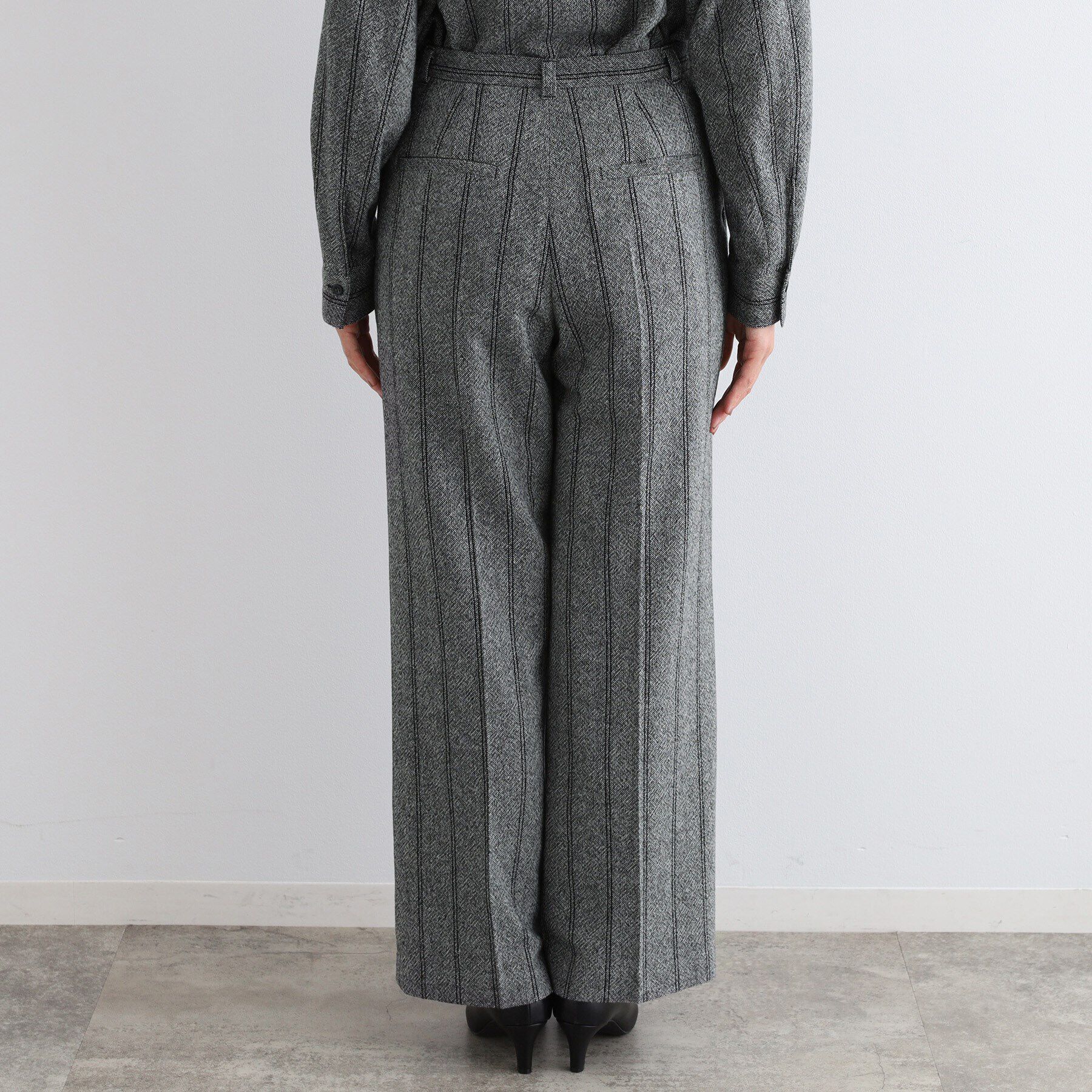 INDIVI「【日本製／インポート素材／SETUP可能】ストライプ柄ワイドパンツ」|その他|