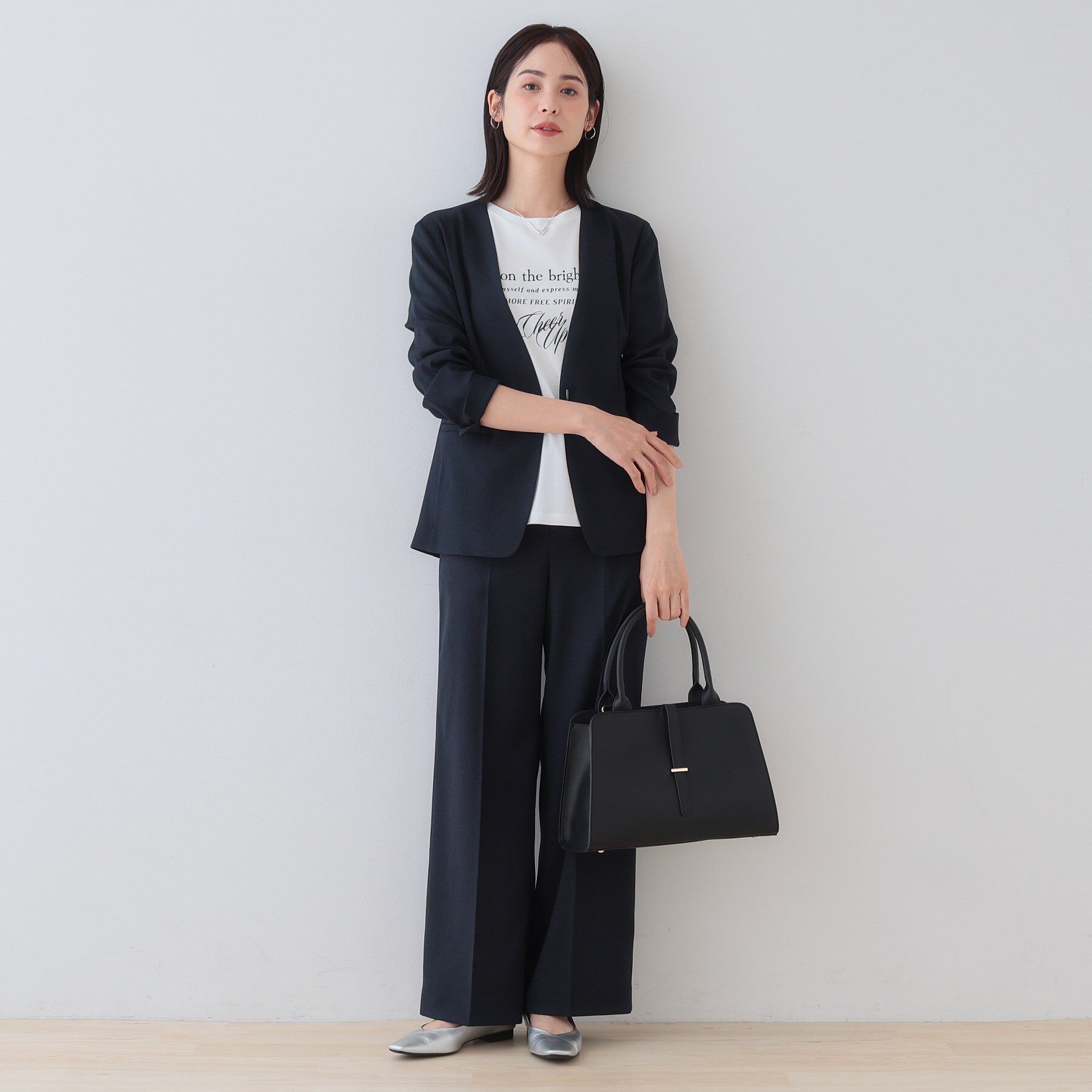 INDIVI「【こなれSETUP】リネンライクノーカラージャケット」|ノーカラージャケット|