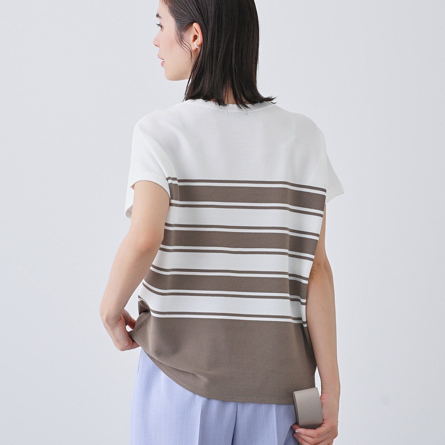 INDIVI「新色登場！【洗える／清涼感】レーヨンストレッチ フレンチスリーブニット」|ニット・セーター|