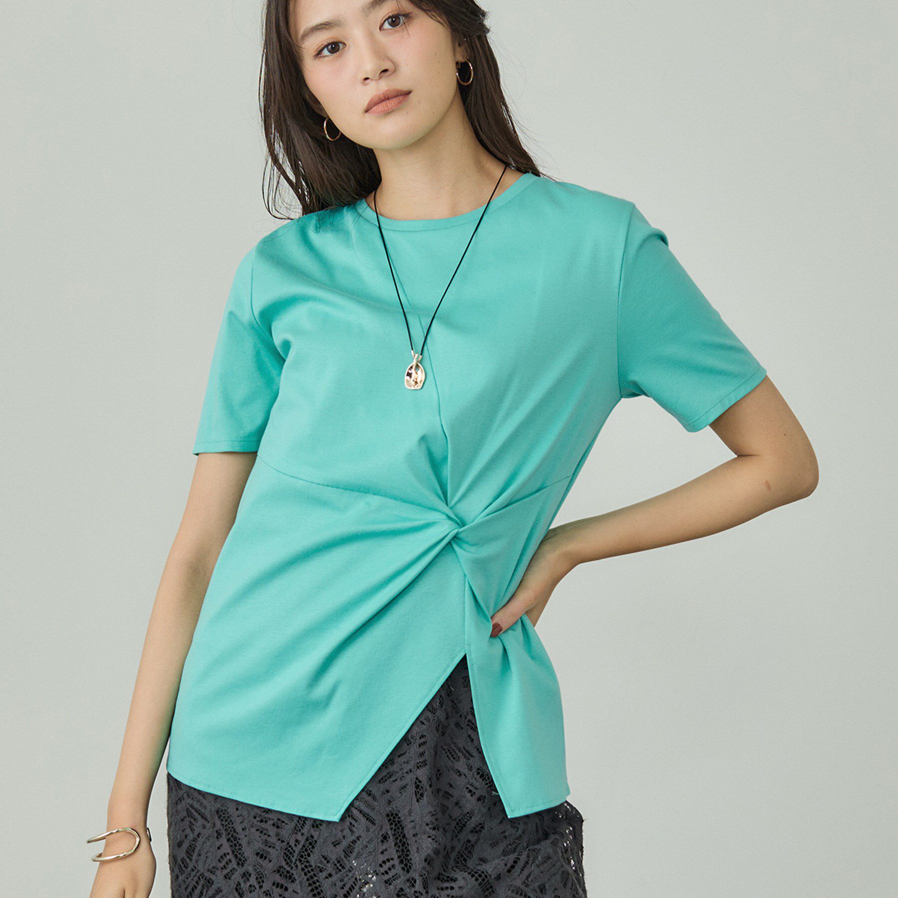 INDIVI「【洗える】ねじりデザインTシャツ」|Tシャツ・カットソー|