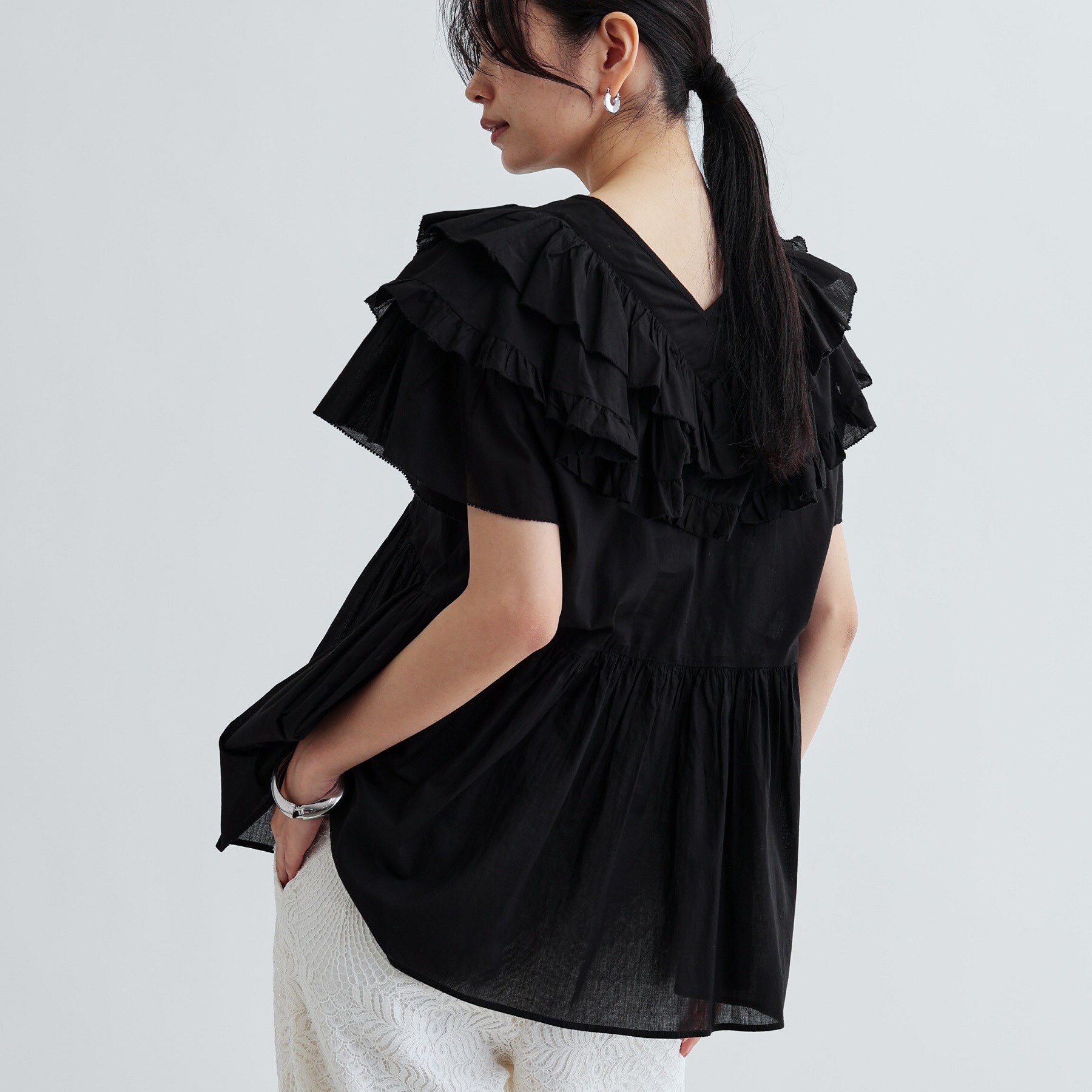 GALLEST「フリルレイヤードコットンブラウス」|シャツ・ブラウス|