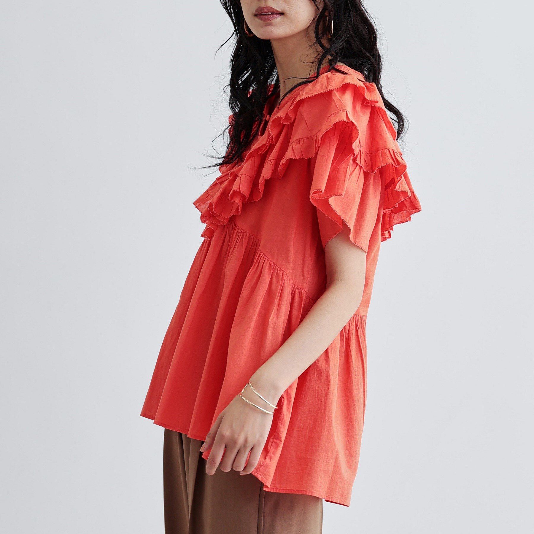 GALLEST「フリルレイヤードコットンブラウス」|シャツ・ブラウス|