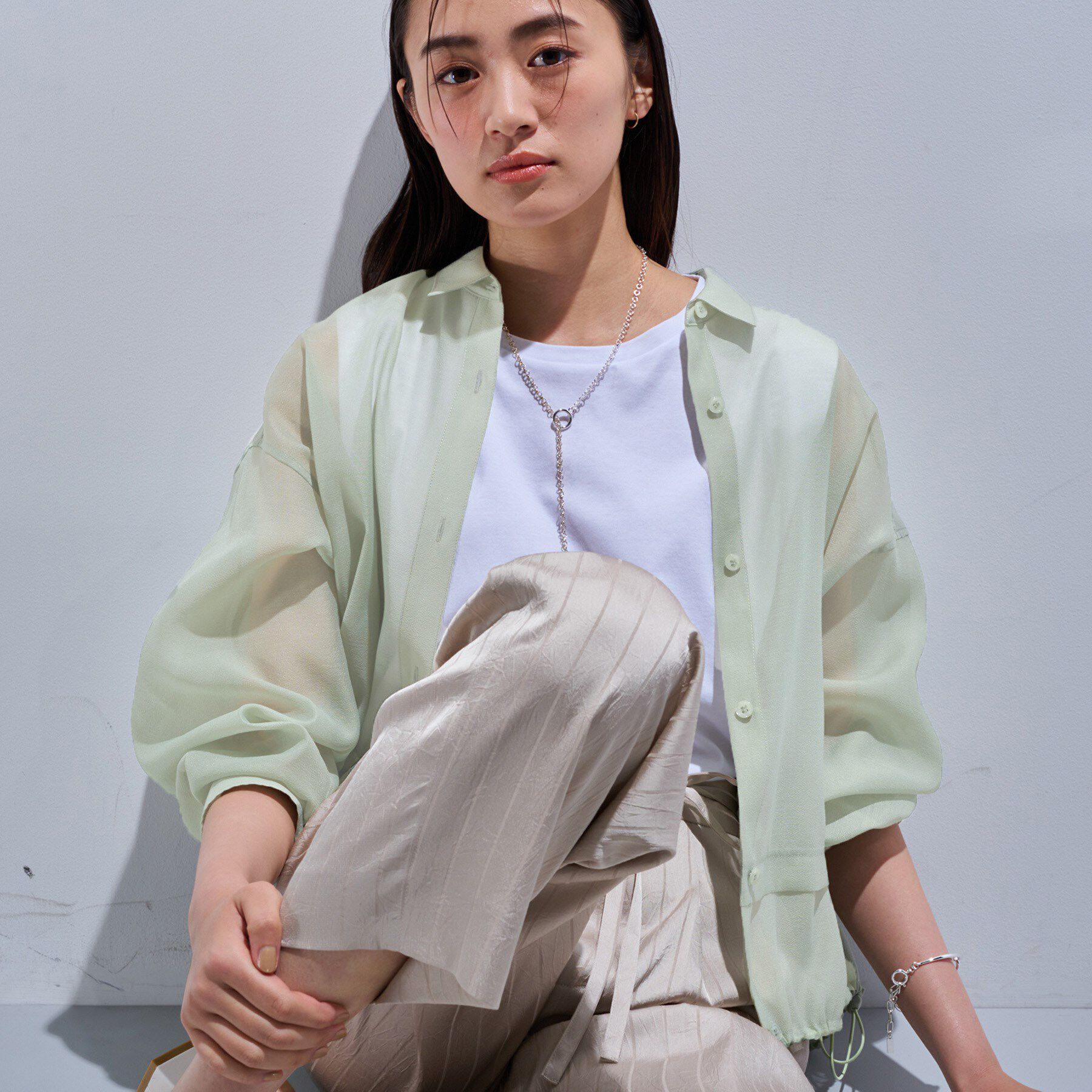 INDIVI「【洗える／ドロスト付】トレンドシアーシャツ」|シャツ・ブラウス|