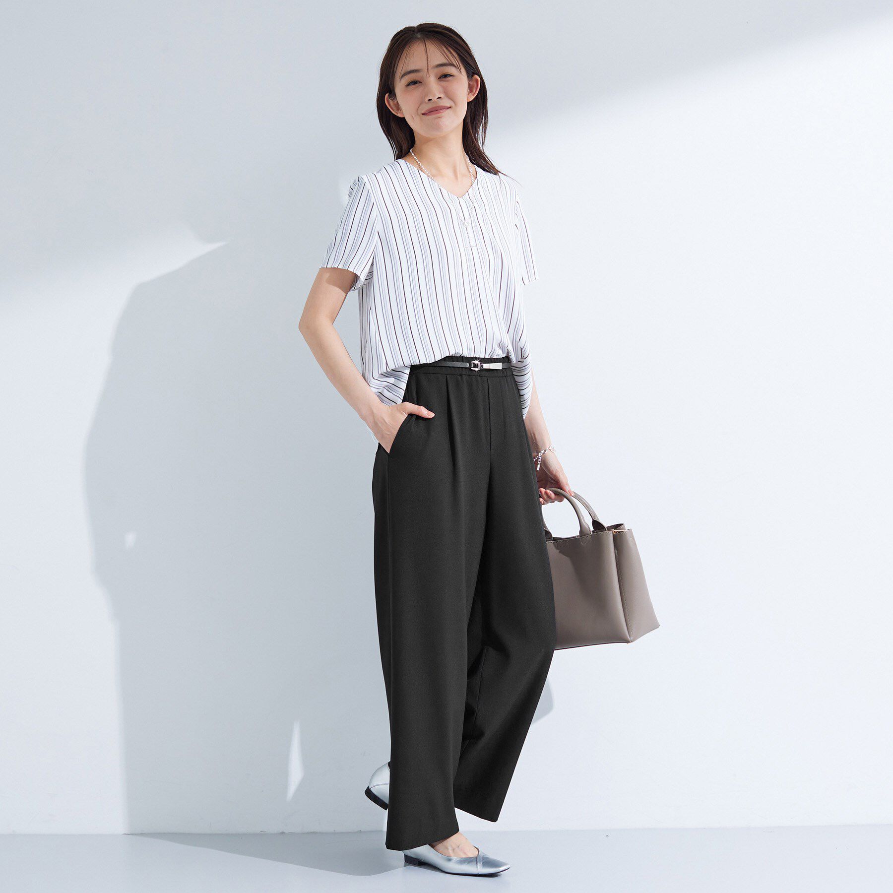 INDIVI「【UVケア／SETUP可能】エアリージョーゼット ワイドパンツ」|その他|