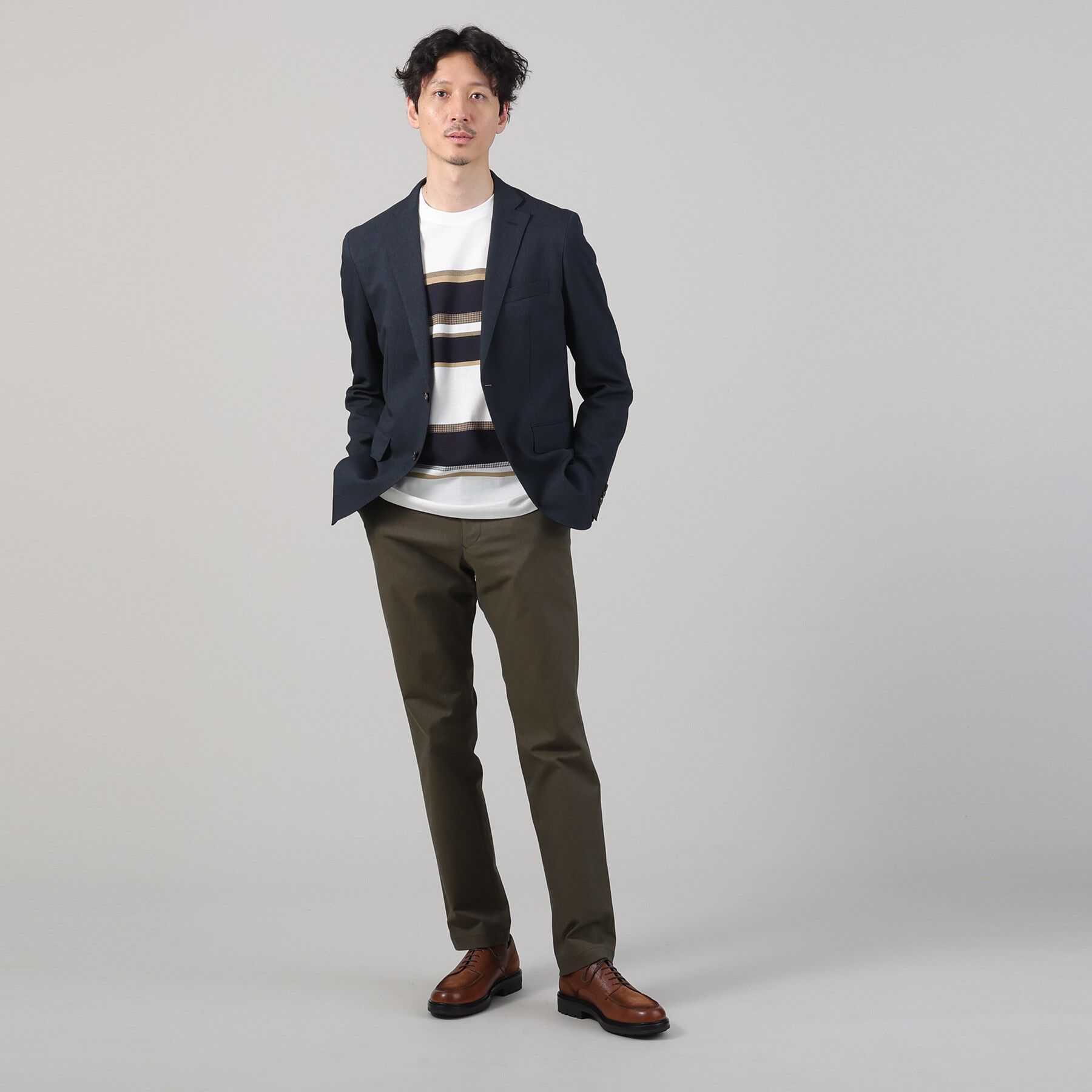 TAKEO KIKUCHI「【ONOFF/セットアップ対応】メランジ シャークスキン ストレッチジャケット」|テーラードジャケット|