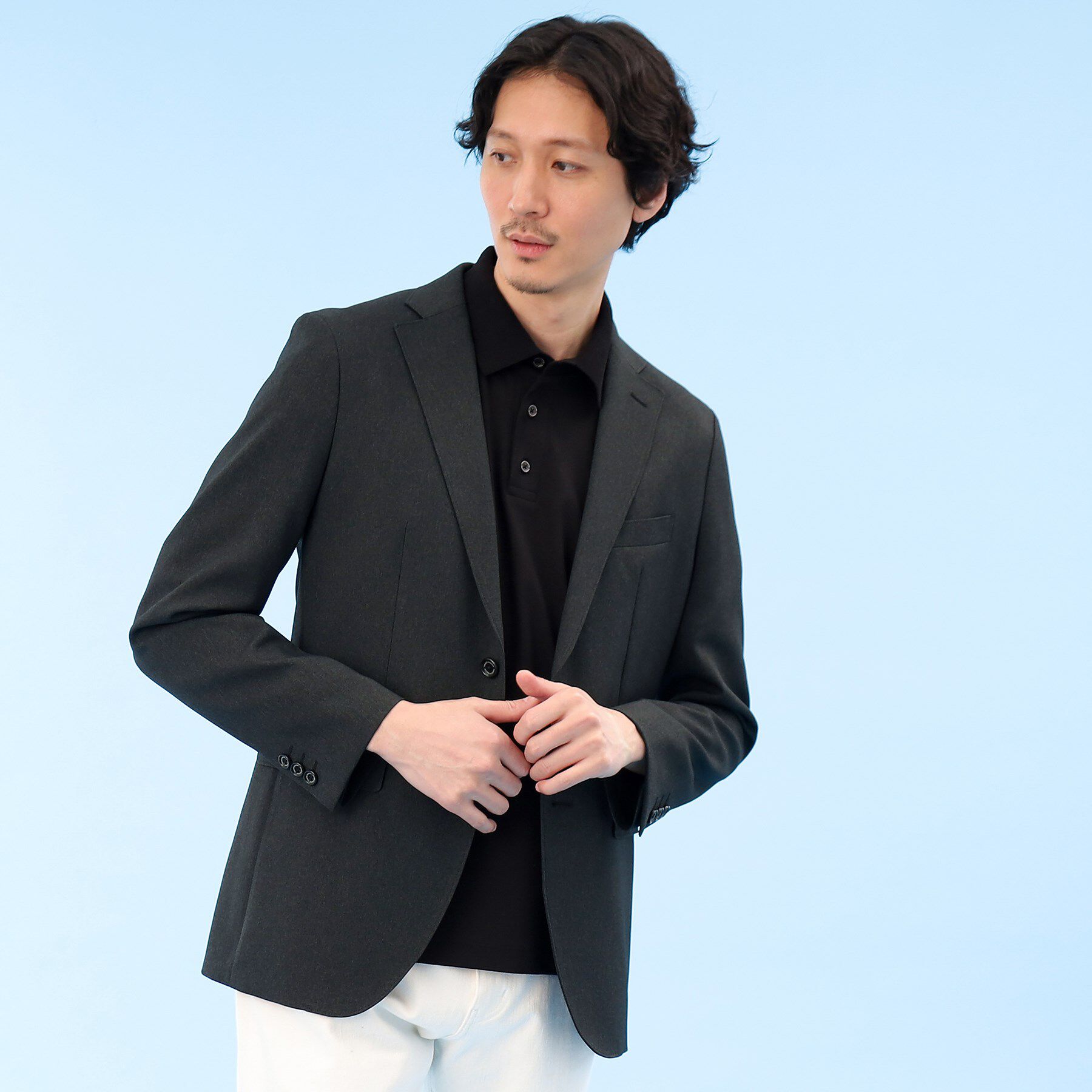 TAKEO KIKUCHI「【ONOFF/セットアップ対応】メランジ シャークスキン ストレッチジャケット」|テーラードジャケット|