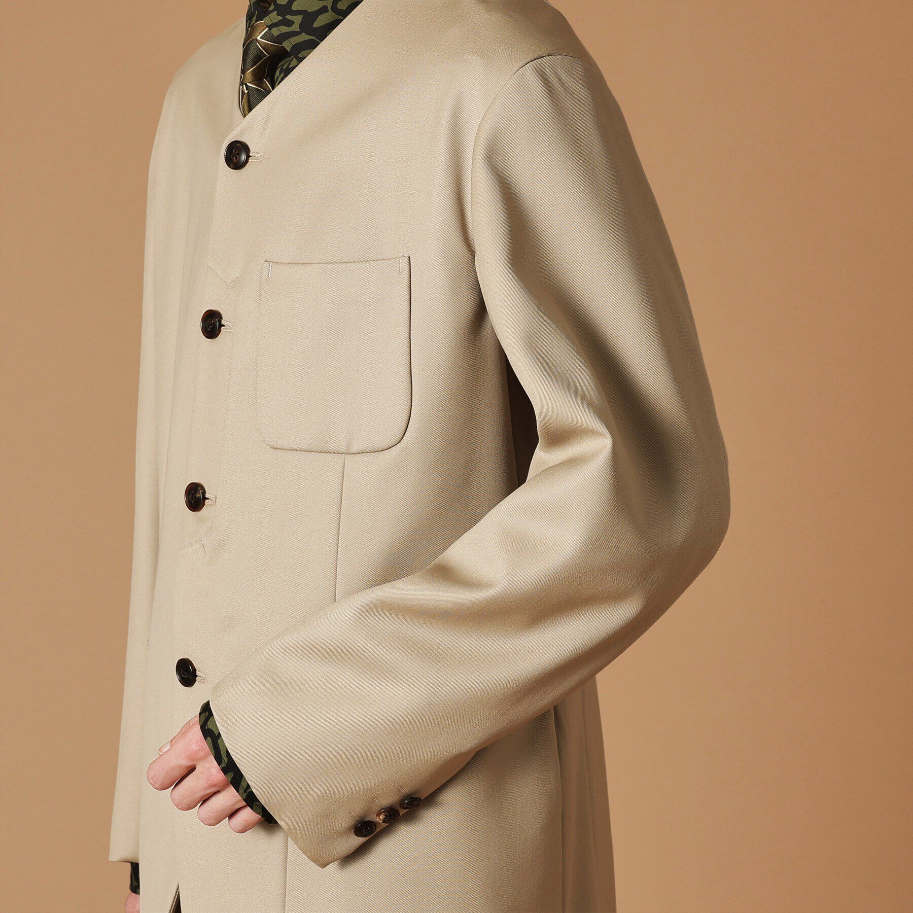 40CARATS&525「ギャバジン ノーカラージャケット」|テーラードジャケット|