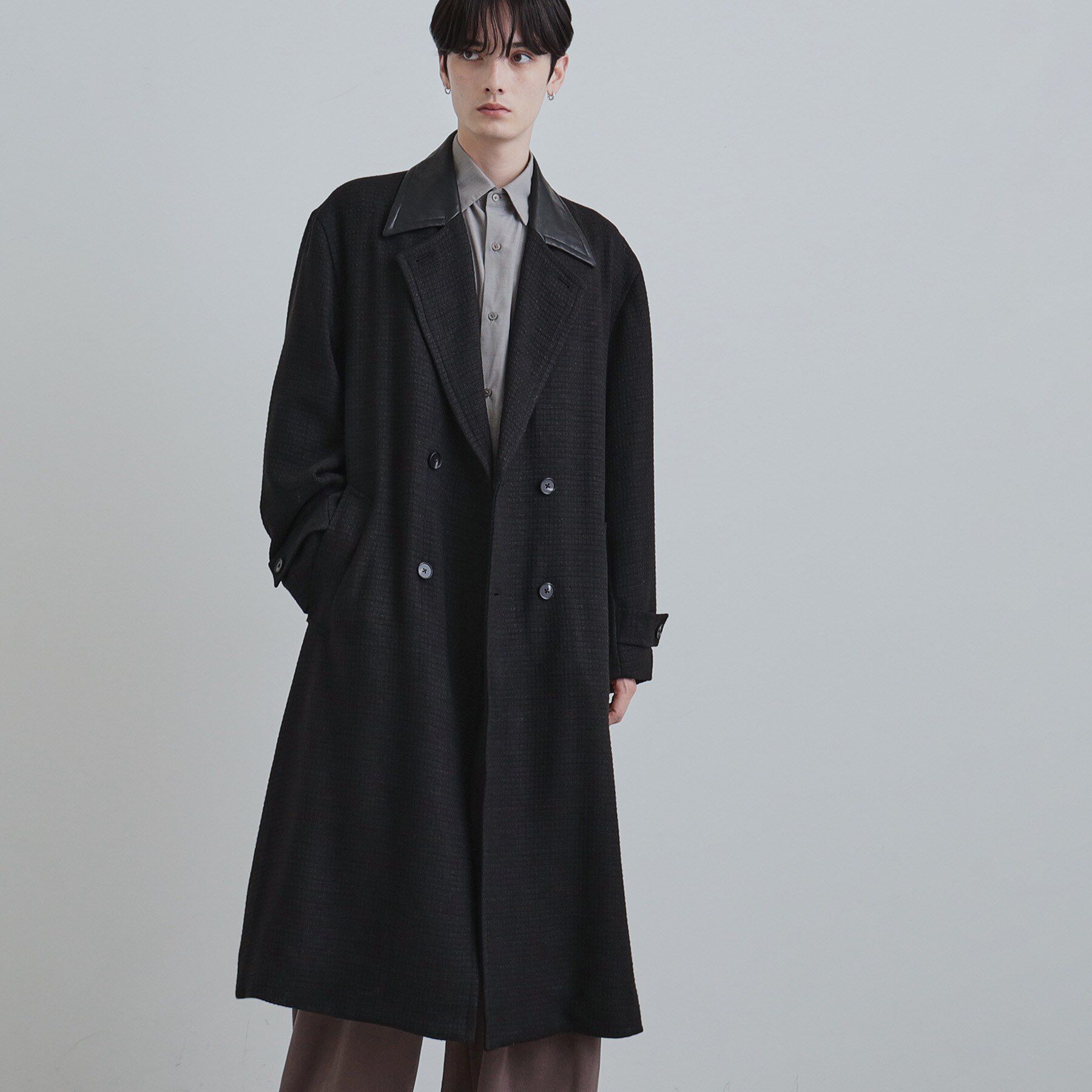 tk.TAKEO KIKUCHI「ツイードダブルオーバーコート」|その他|ブラック(019)