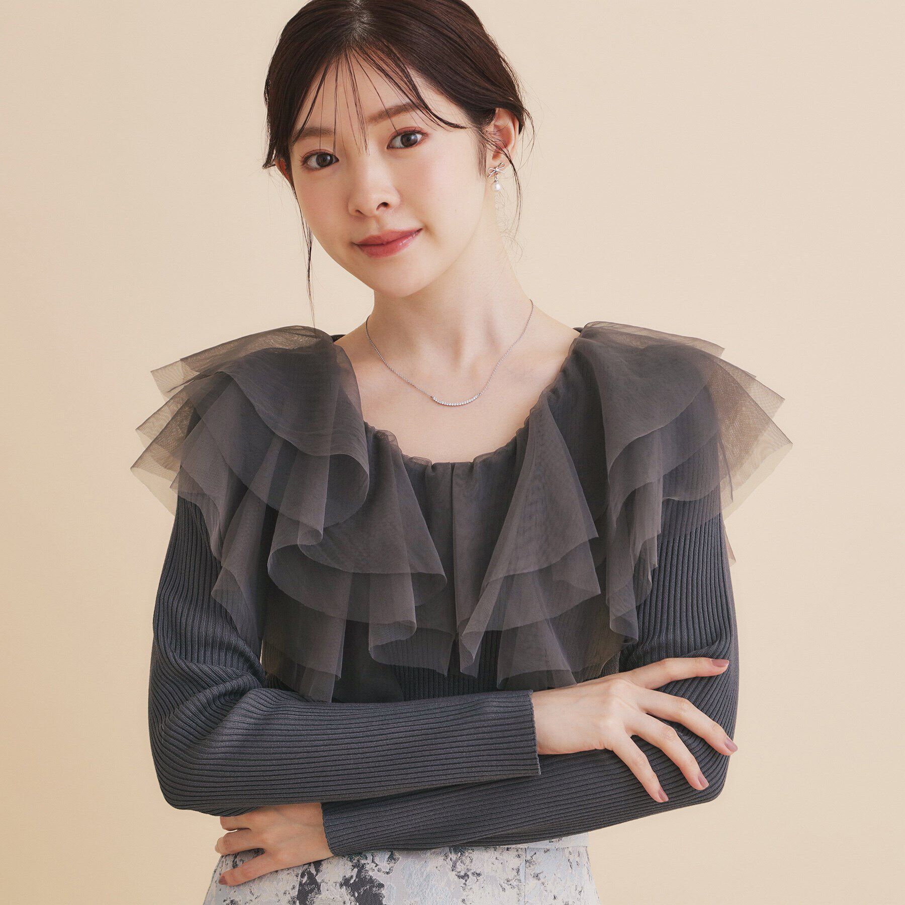 index「チュールフリルリブニット【洗濯機洗い可】」|ニット・セーター|