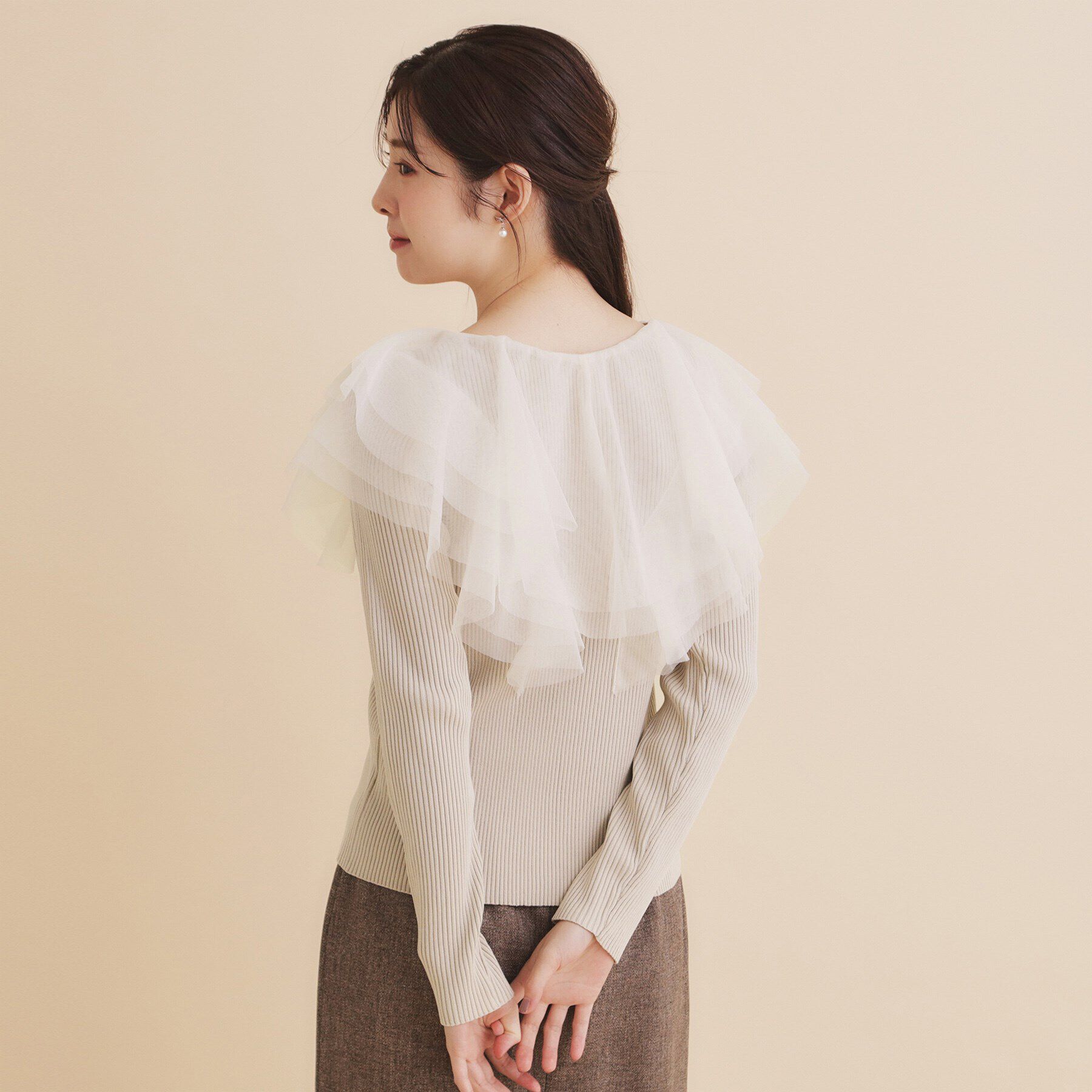 index「チュールフリルリブニット【洗濯機洗い可】」|ニット・セーター|