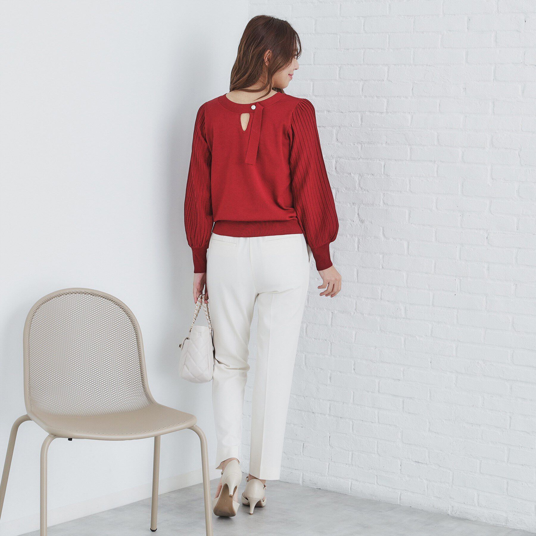 index「前後2way プリーツスリーブニット【洗濯機洗い可/抗ピル】」|ニット・セーター|