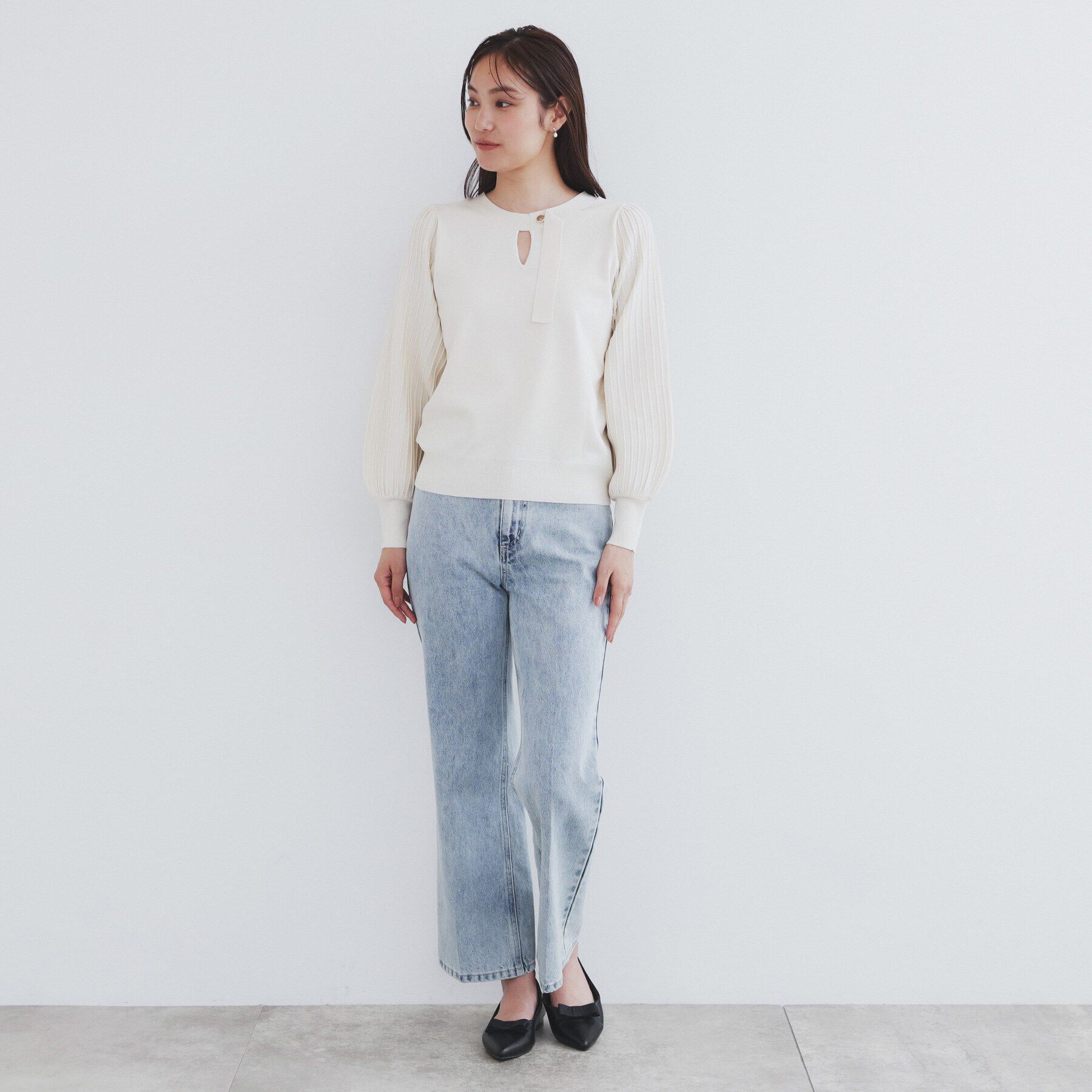 index「前後2way プリーツスリーブニット【洗濯機洗い可/抗ピル】」|ニット・セーター|