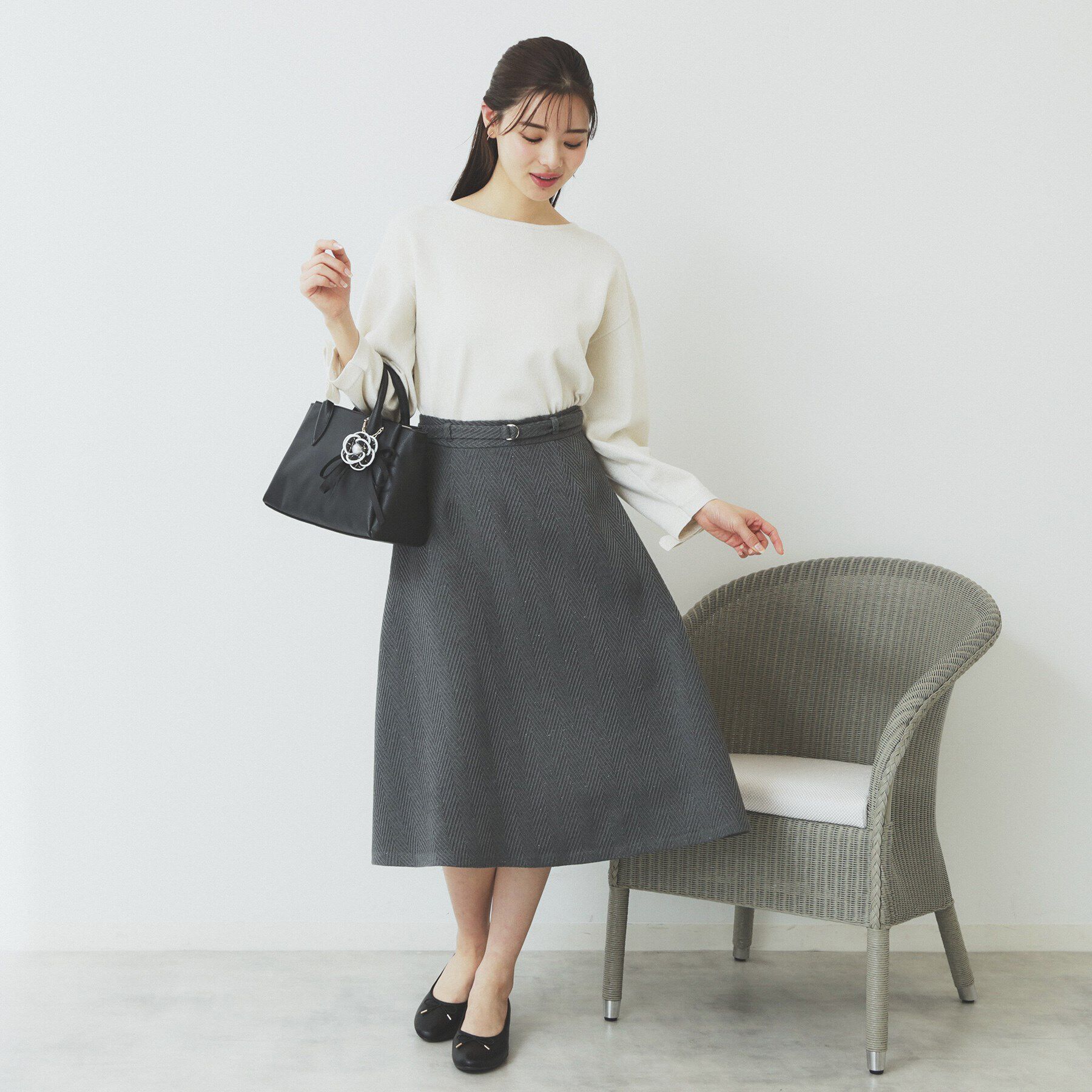 index「ラメリボンスリーブ二ット【洗濯機洗い可/抗ピル】」|ニット・セーター|