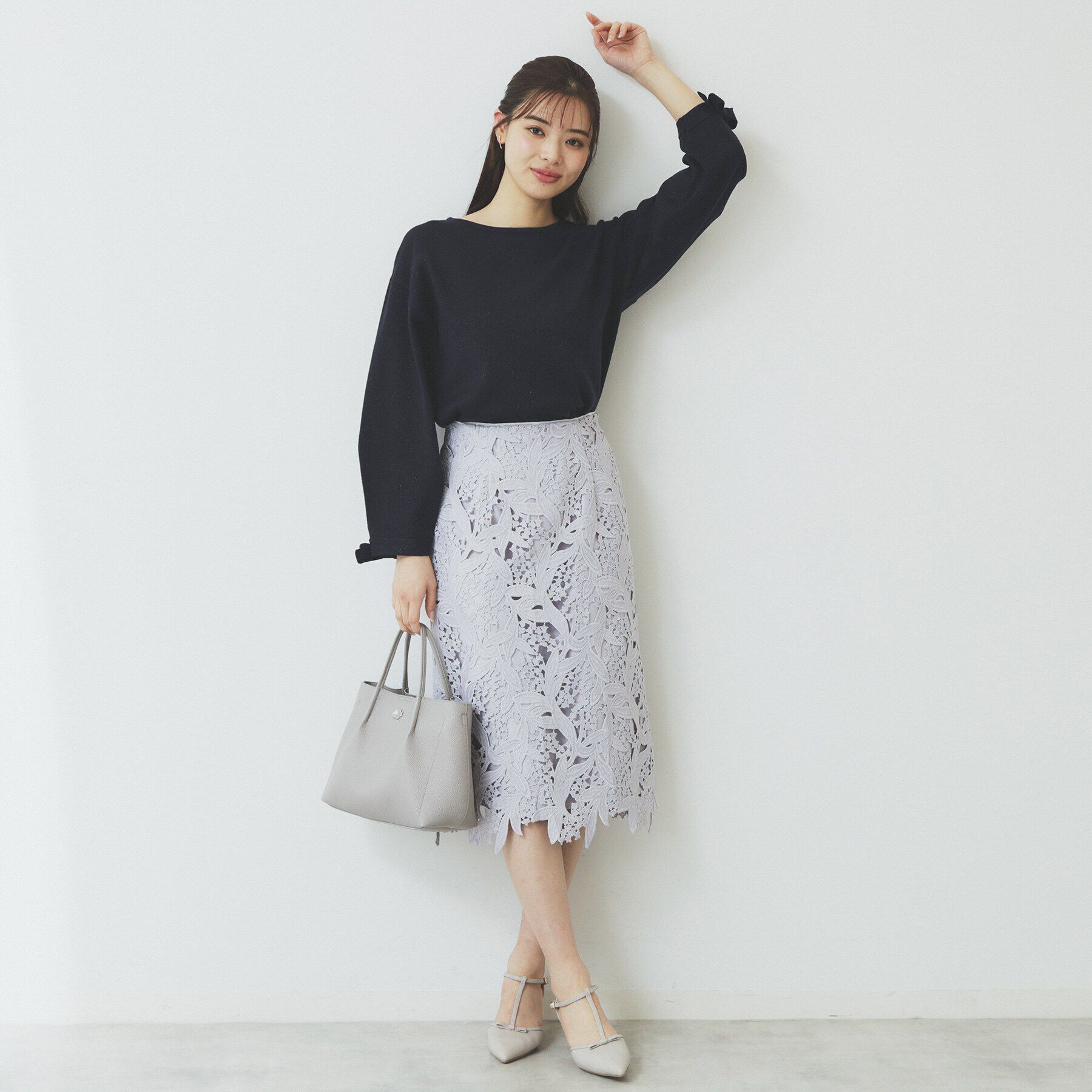 index「ラメリボンスリーブ二ット【洗濯機洗い可/抗ピル】」|ニット・セーター|