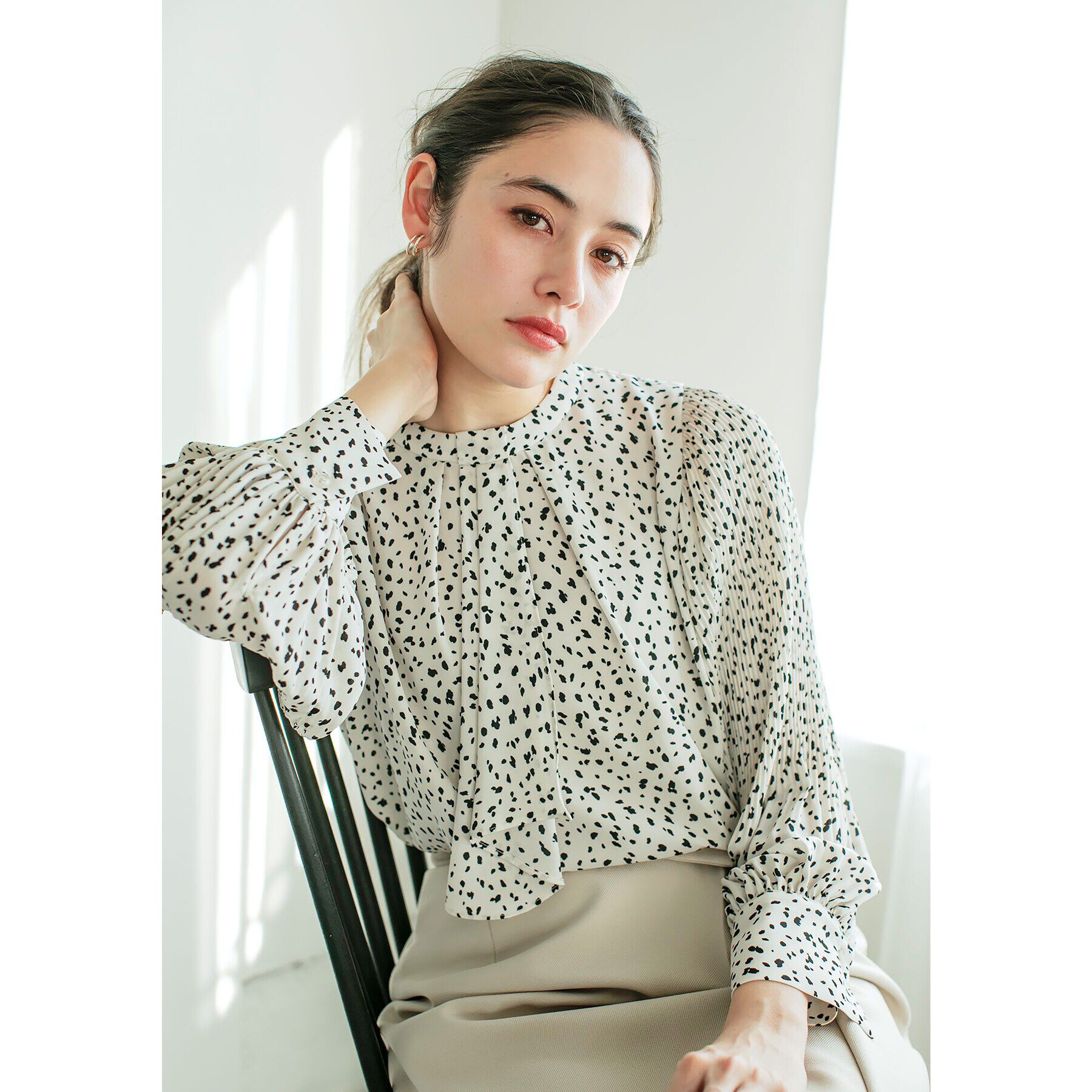 index「ボウタイプリーツスリーブ柄アソートブラウス【洗濯機可・イージーアイロン】」|シャツ・ブラウス|