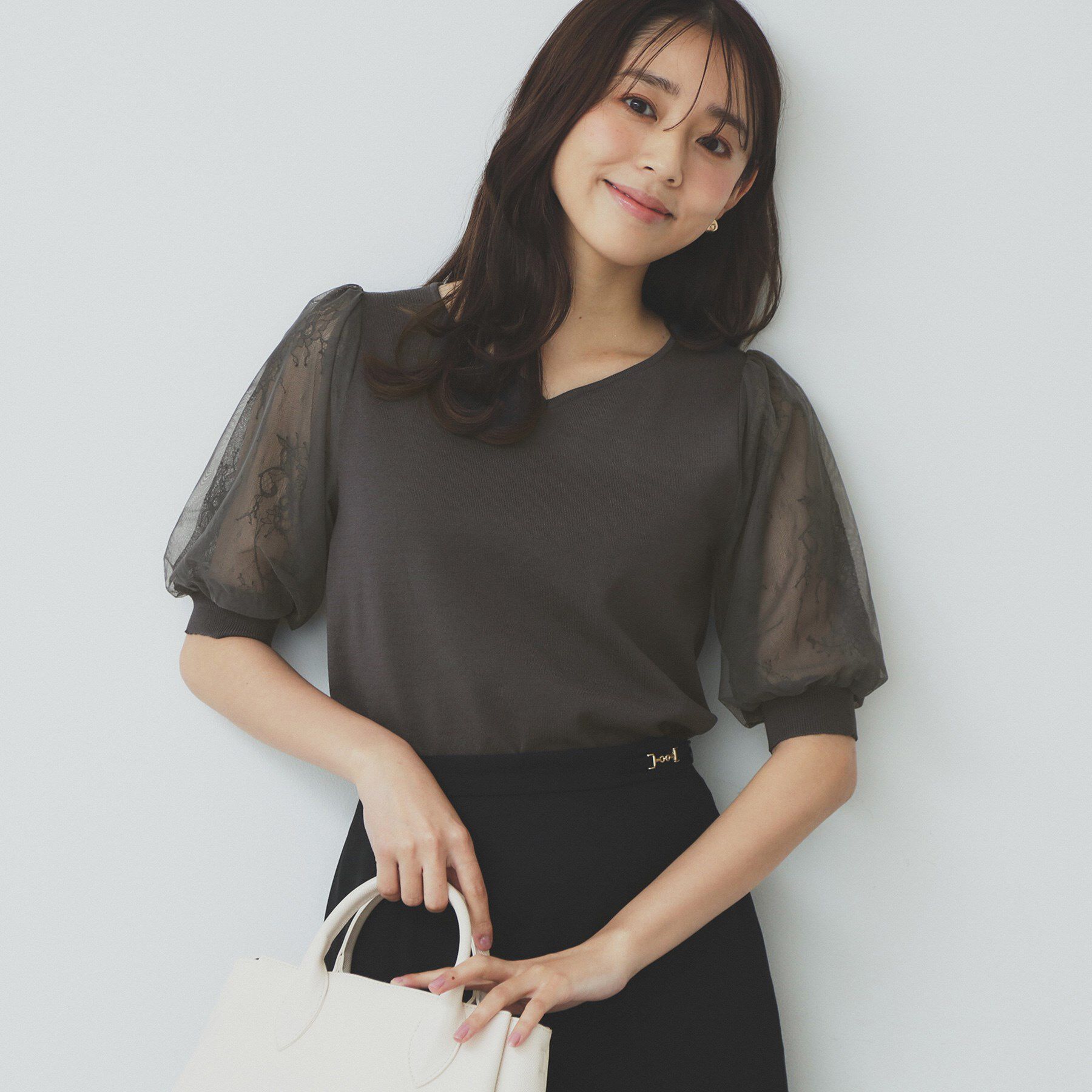 index「チュールレーススリーブニット【洗濯機洗い可】」|ニット・セーター|