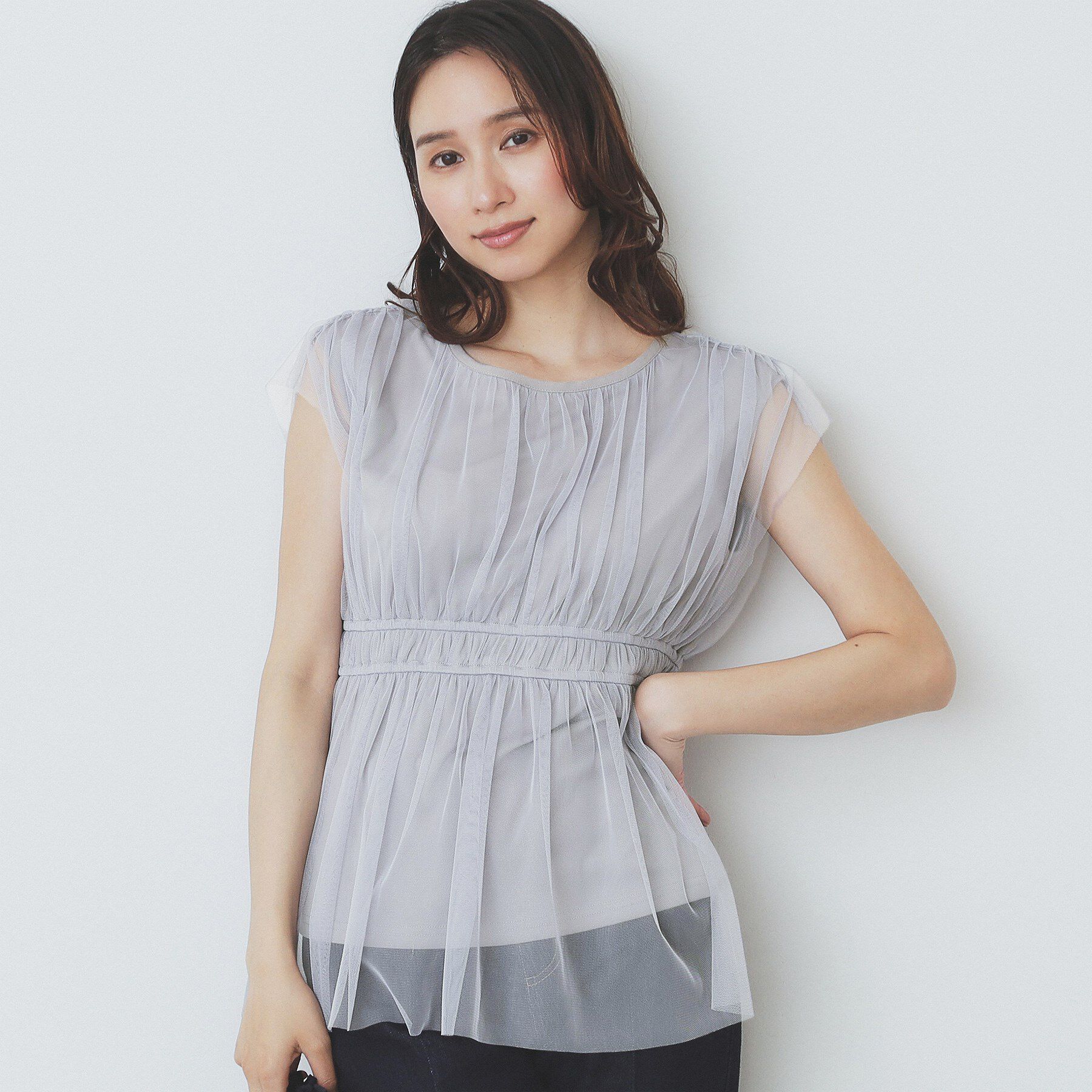 index「チュールレイヤードペプラムブラウス【洗濯機洗い可】」|シャツ・ブラウス|