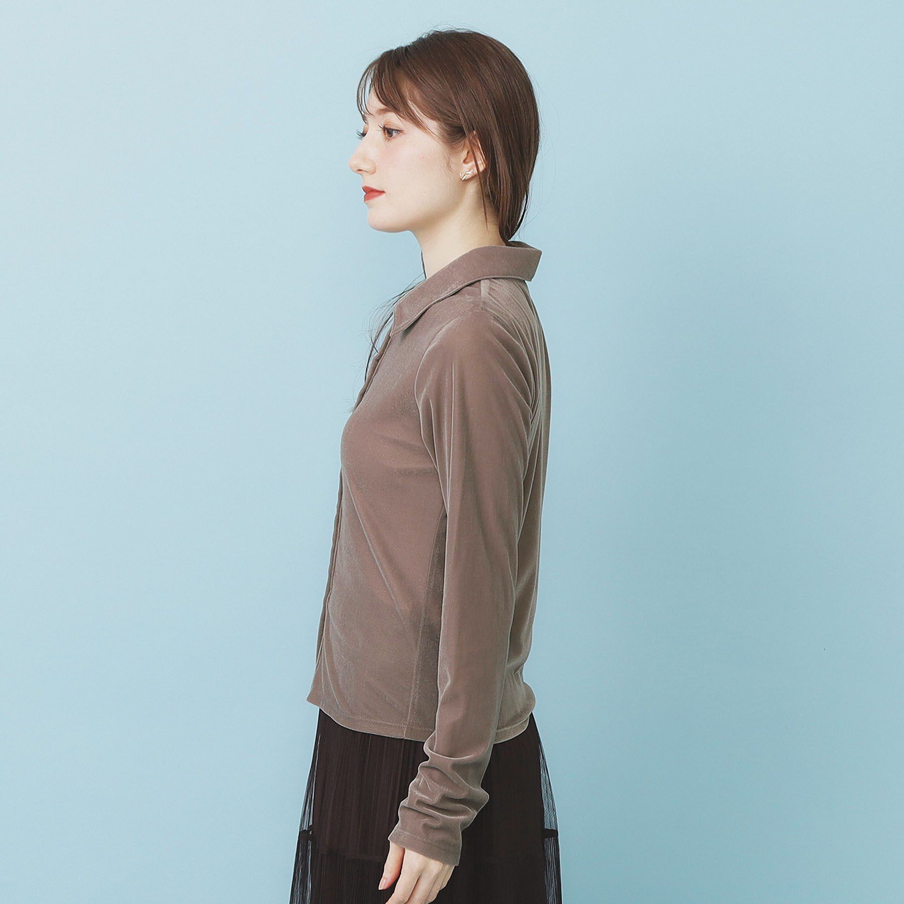 index「衿付きベロアジャージトップス【洗濯機OK】」|Tシャツ・カットソー|