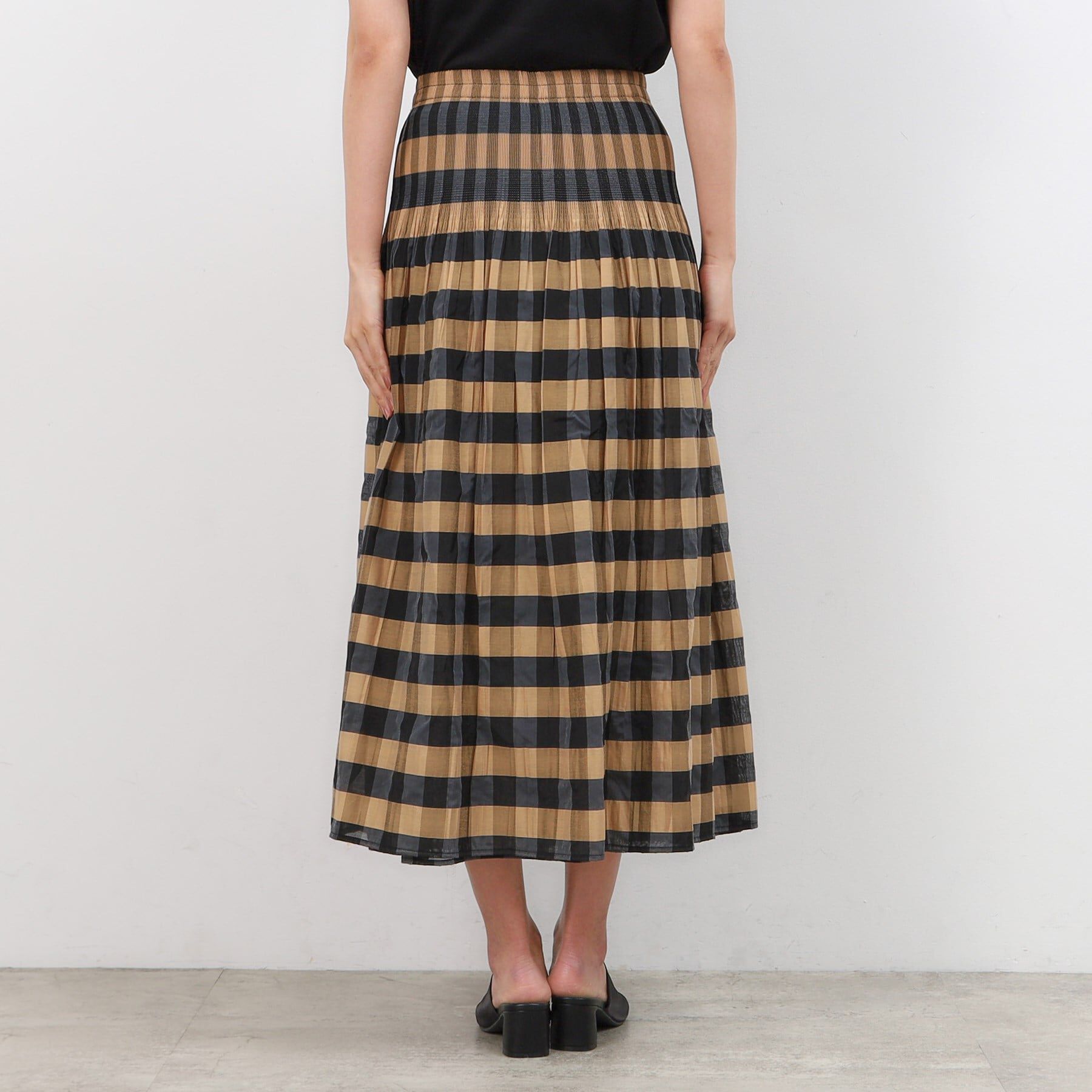 OPAQUE.CLIP「【リバーシブル】チェック／ストライプフレアスカート【洗濯機洗い可】」|スカート|