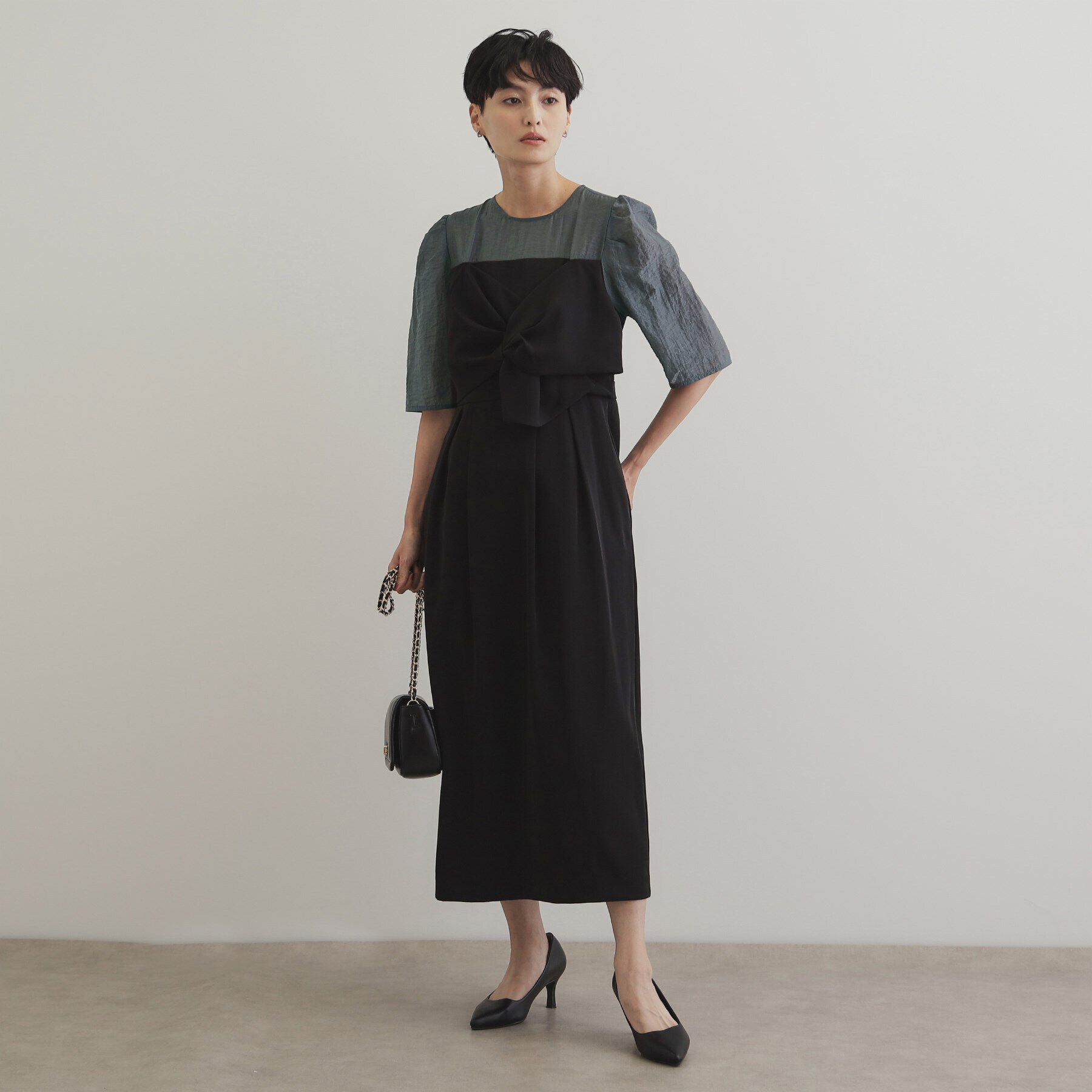 OPAQUE.CLIP「レイヤード風ドッキングワンピース/オケージョン対応【洗濯機洗い可】」|ワンピース|