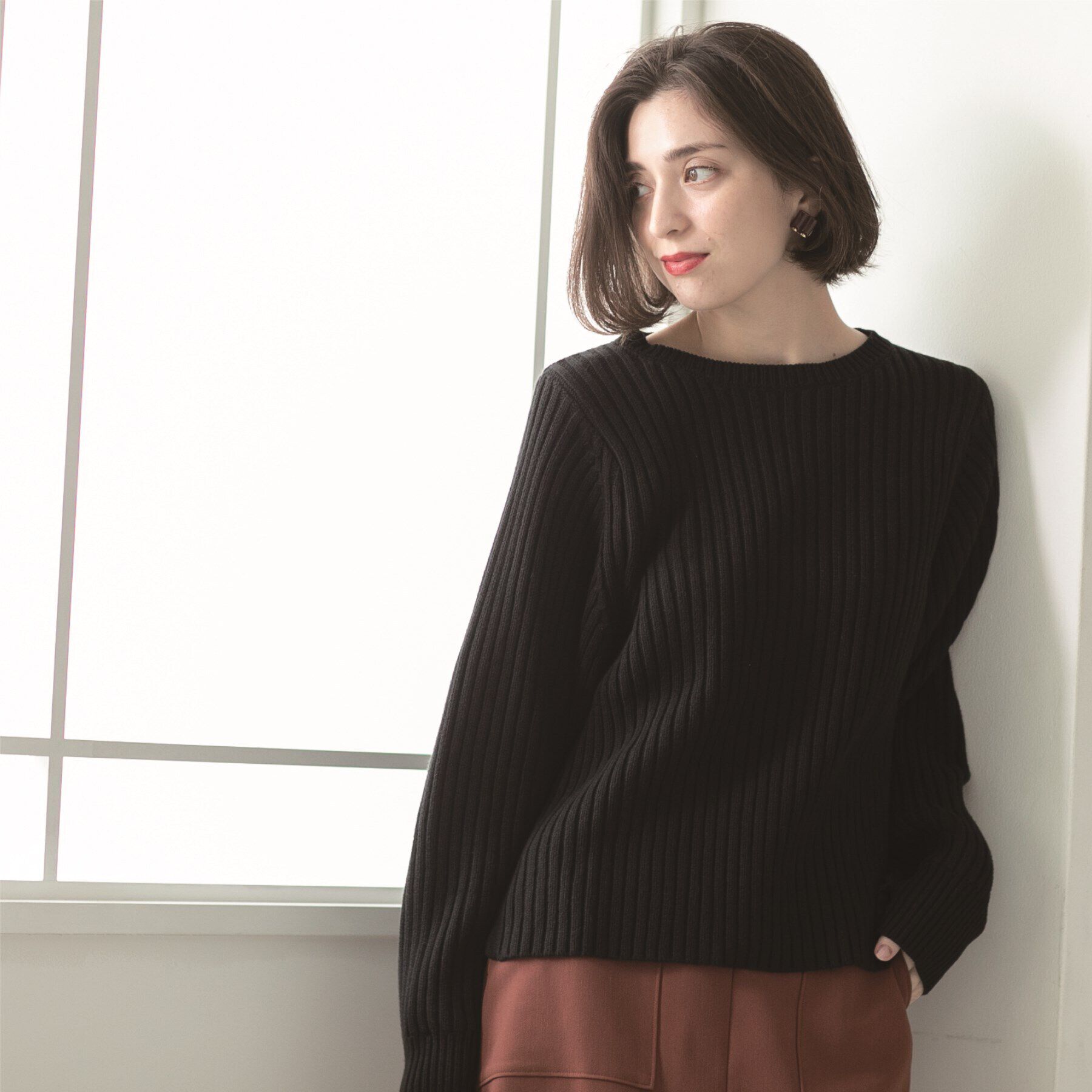 OPAQUE.CLIP「《7color》ボリュームスリーブリブニット【洗濯機洗い可】」|ニット・セーター|