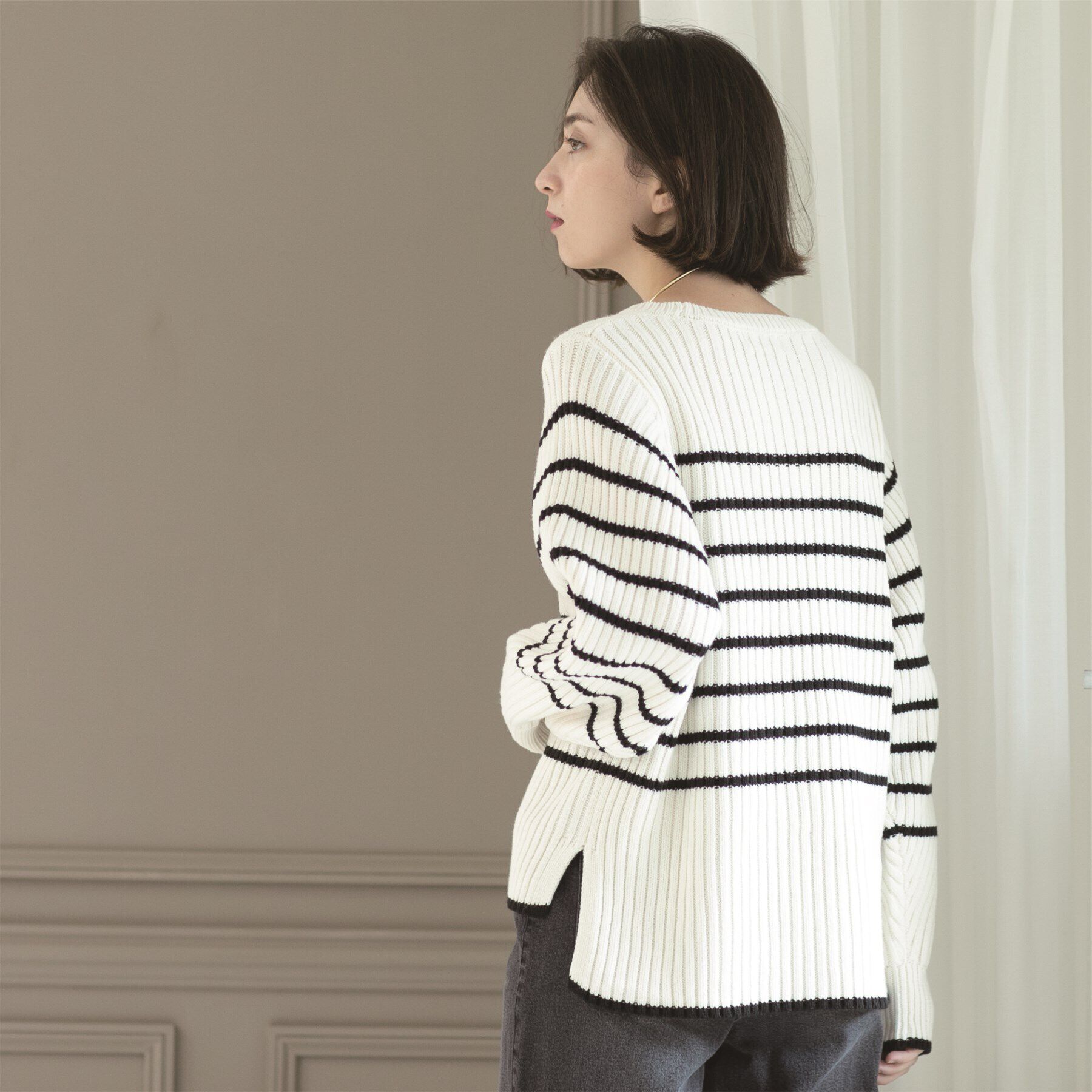 OPAQUE.CLIP「《7color》ボリュームスリーブリブニット【洗濯機洗い可】」|ニット・セーター|