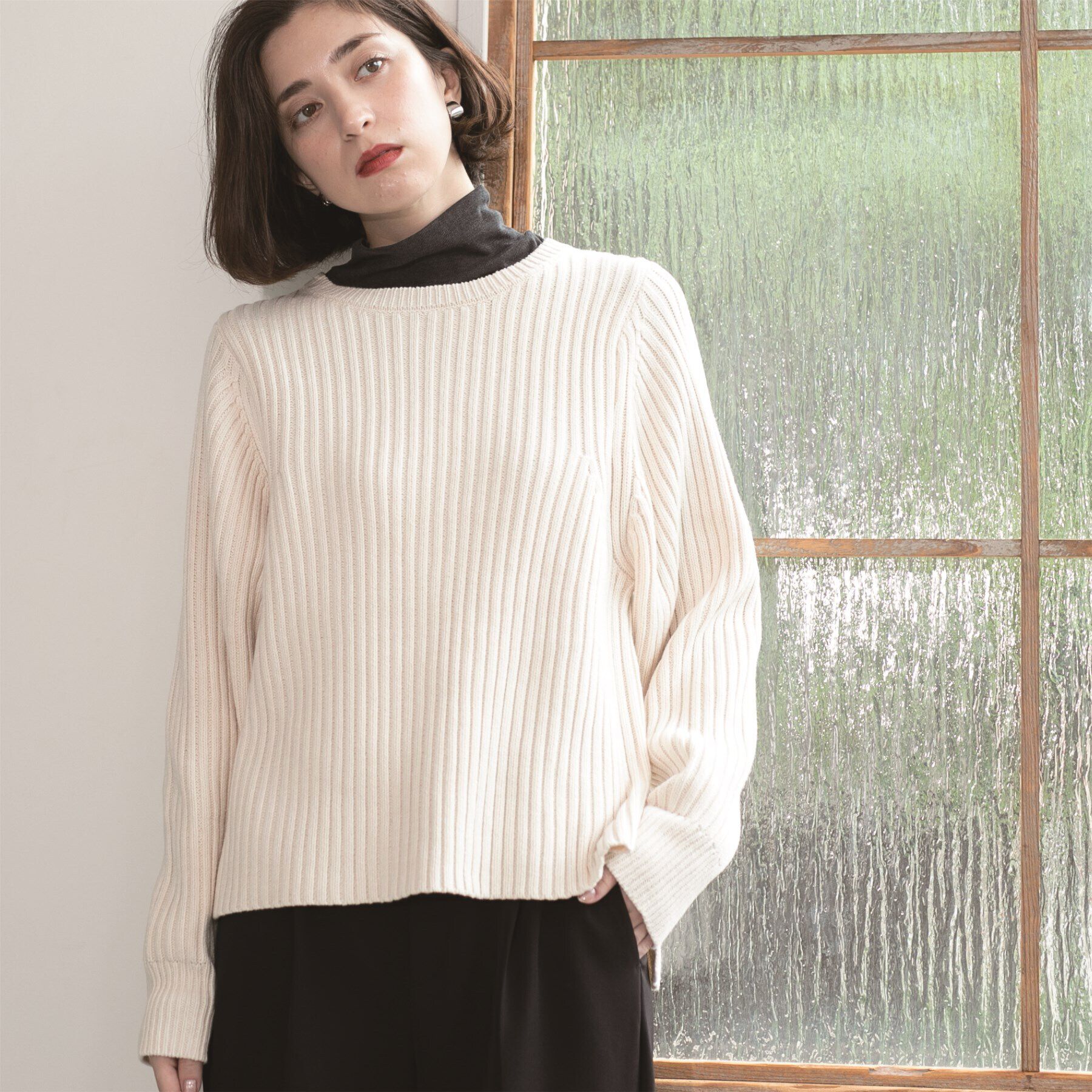 OPAQUE.CLIP「《7color》ボリュームスリーブリブニット【洗濯機洗い可】」|ニット・セーター|