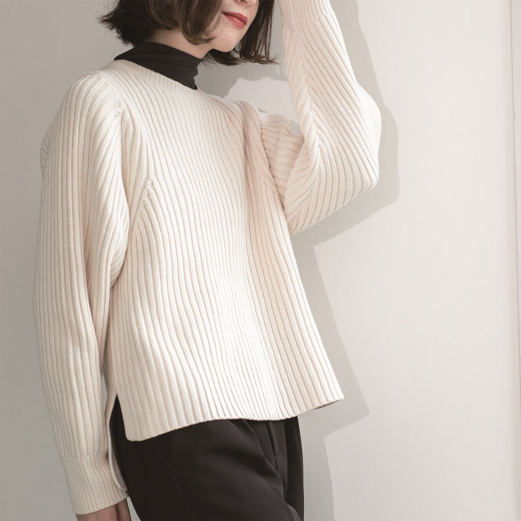 OPAQUE.CLIP「《7color》ボリュームスリーブリブニット【洗濯機洗い可】」|ニット・セーター|