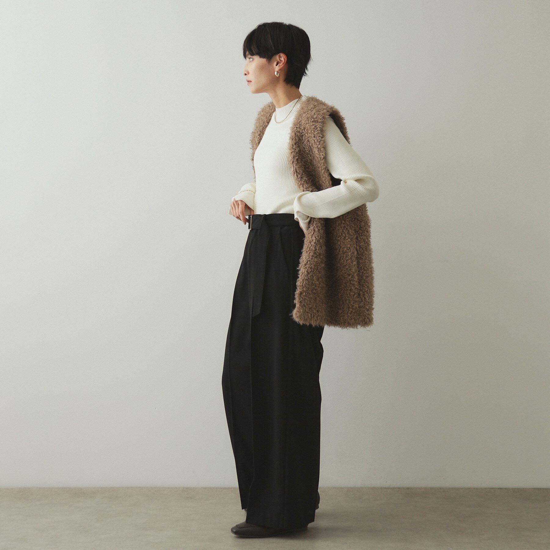 OPAQUE.CLIP「ベルト付きタックワイドパンツ/セットアップ対応【洗濯機洗い可】」|その他|