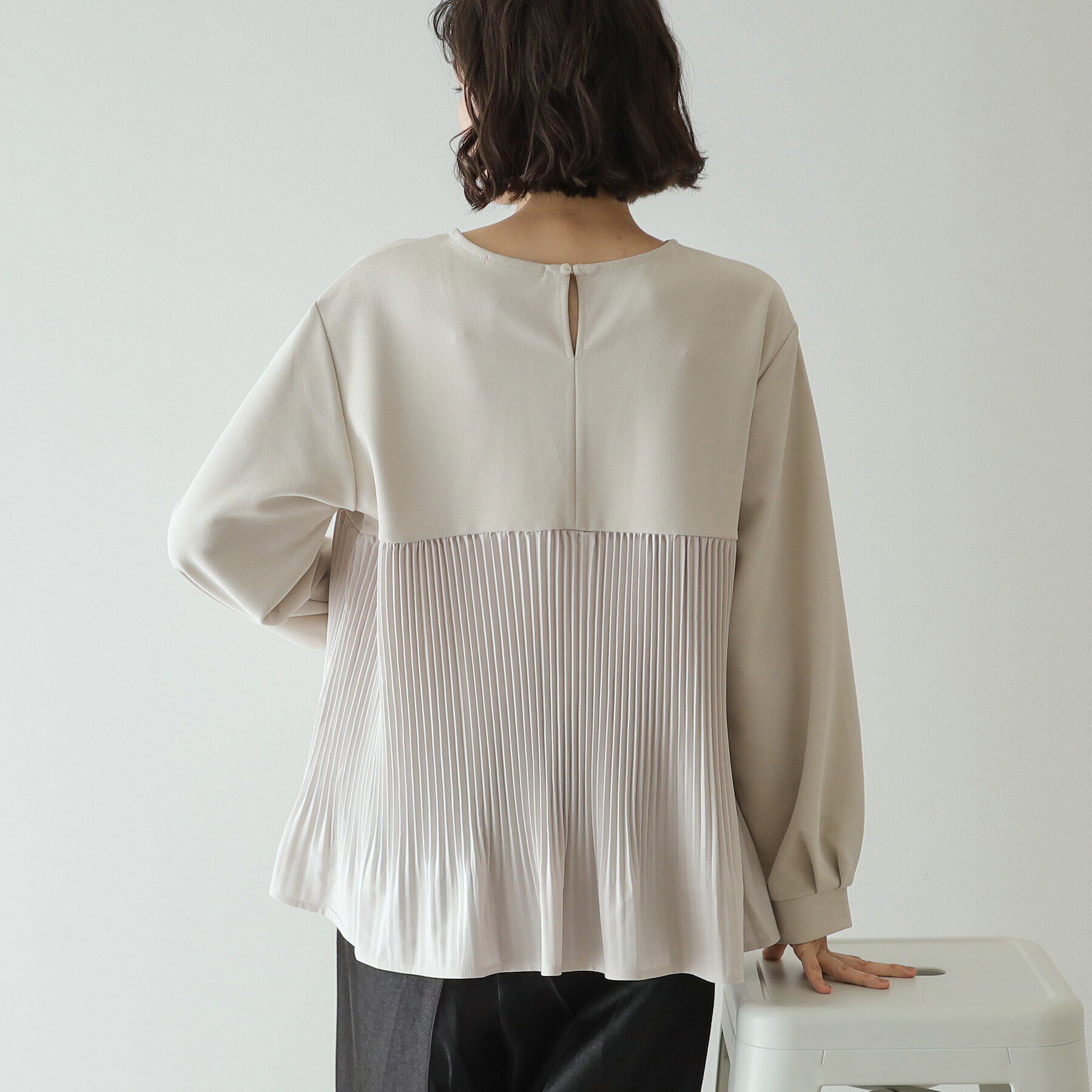 OPAQUE.CLIP「ブリーツドッキング デザイントップス【洗濯機洗い可】」|Tシャツ・カットソー|