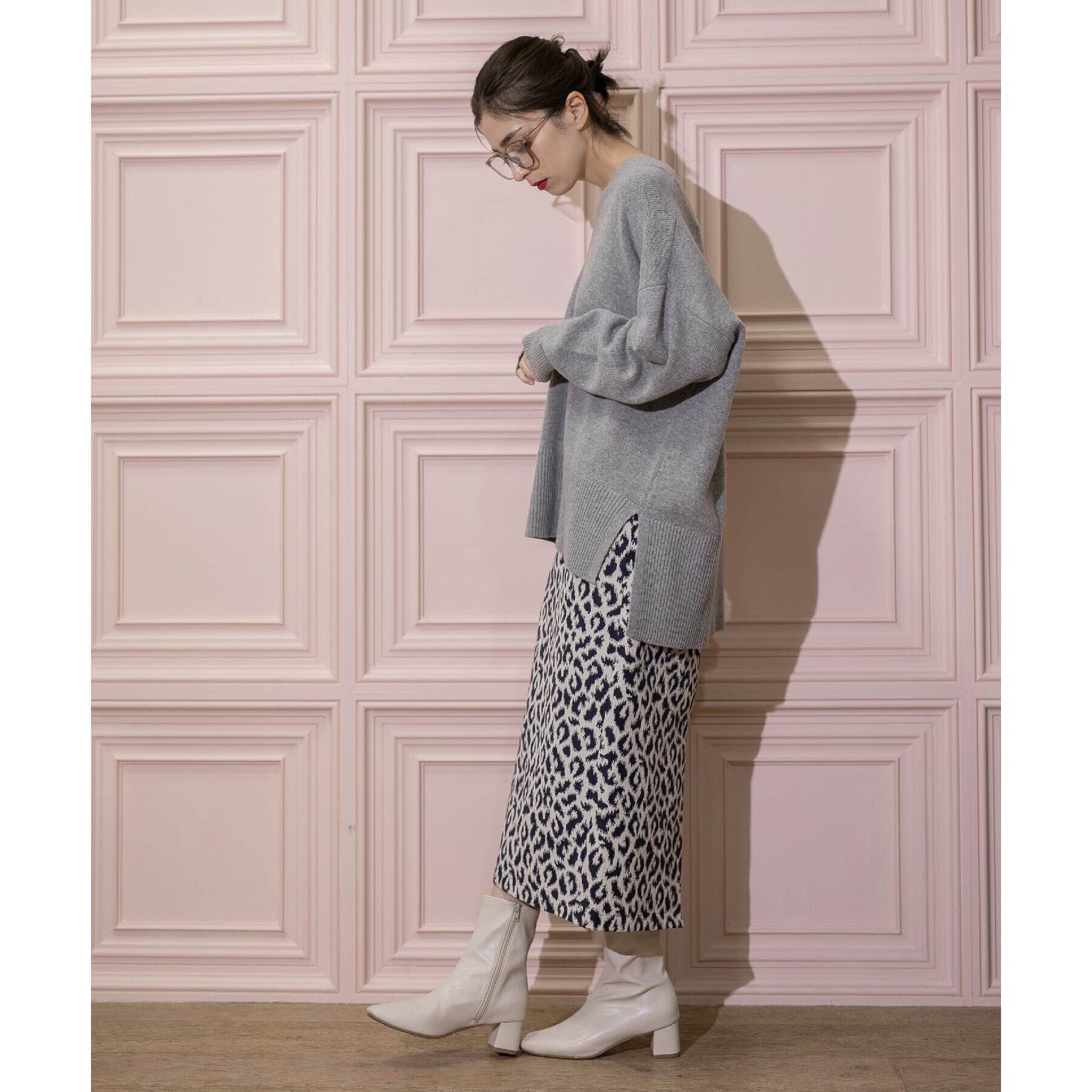 OPAQUE.CLIP「ミドルゲージVネックニット／FILIVIVI・フィルビビ【洗える】」|ニット・セーター|