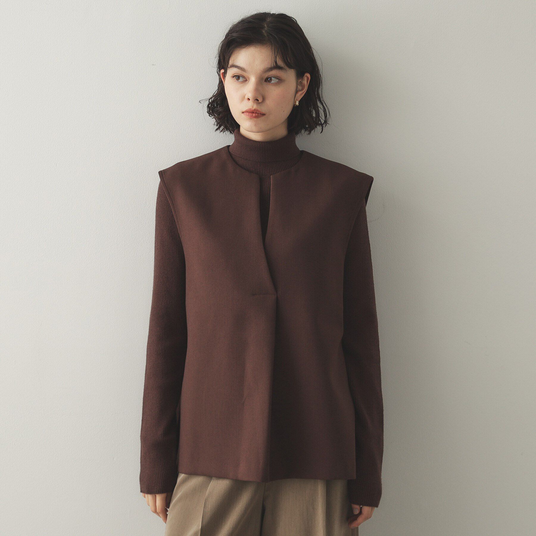 OPAQUE.CLIP「《ツインセット》スキッパーベスト&times;リブタートルニット【洗濯機洗い可】」|その他|