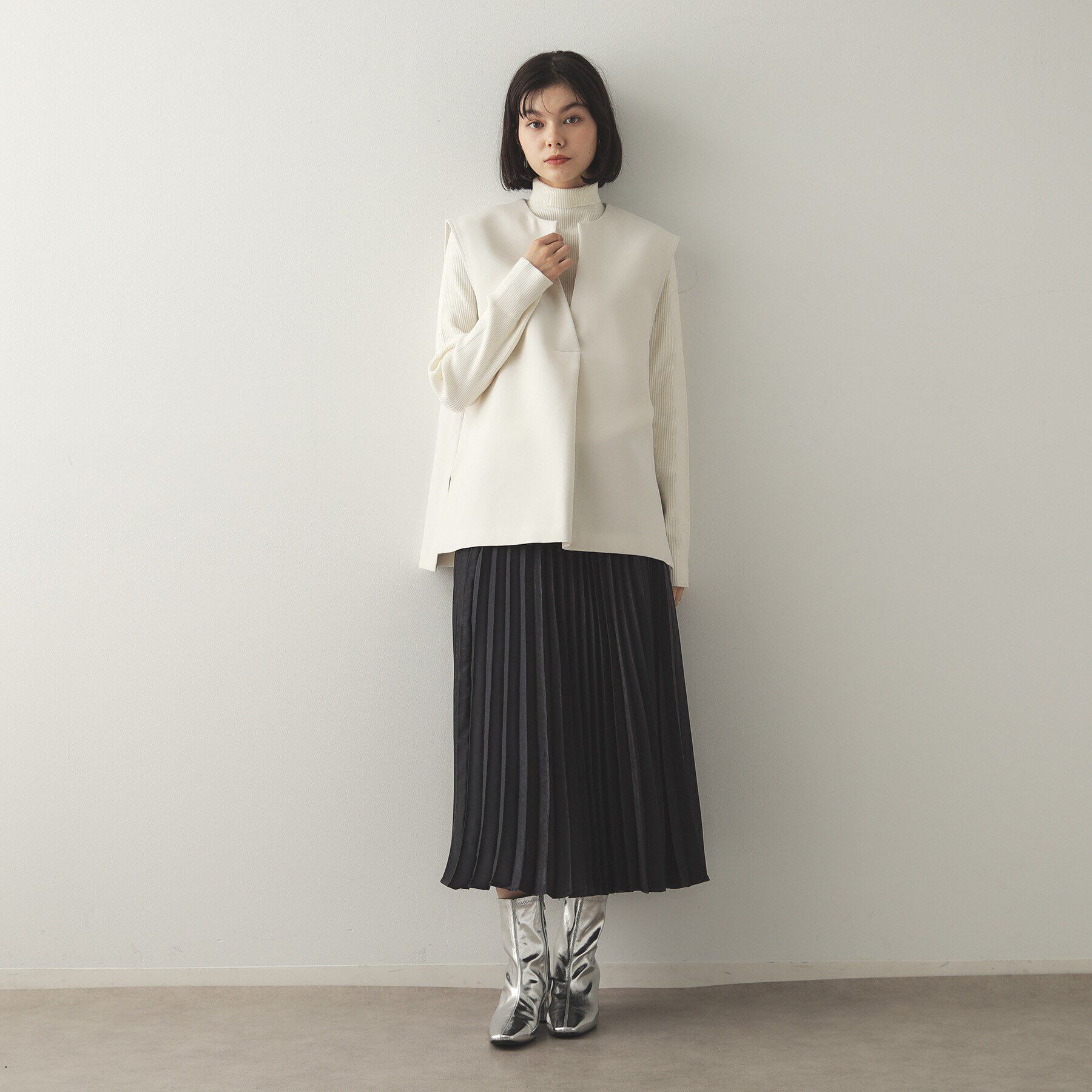 OPAQUE.CLIP「《ツインセット》スキッパーベスト&times;リブタートルニット【洗濯機洗い可】」|その他|