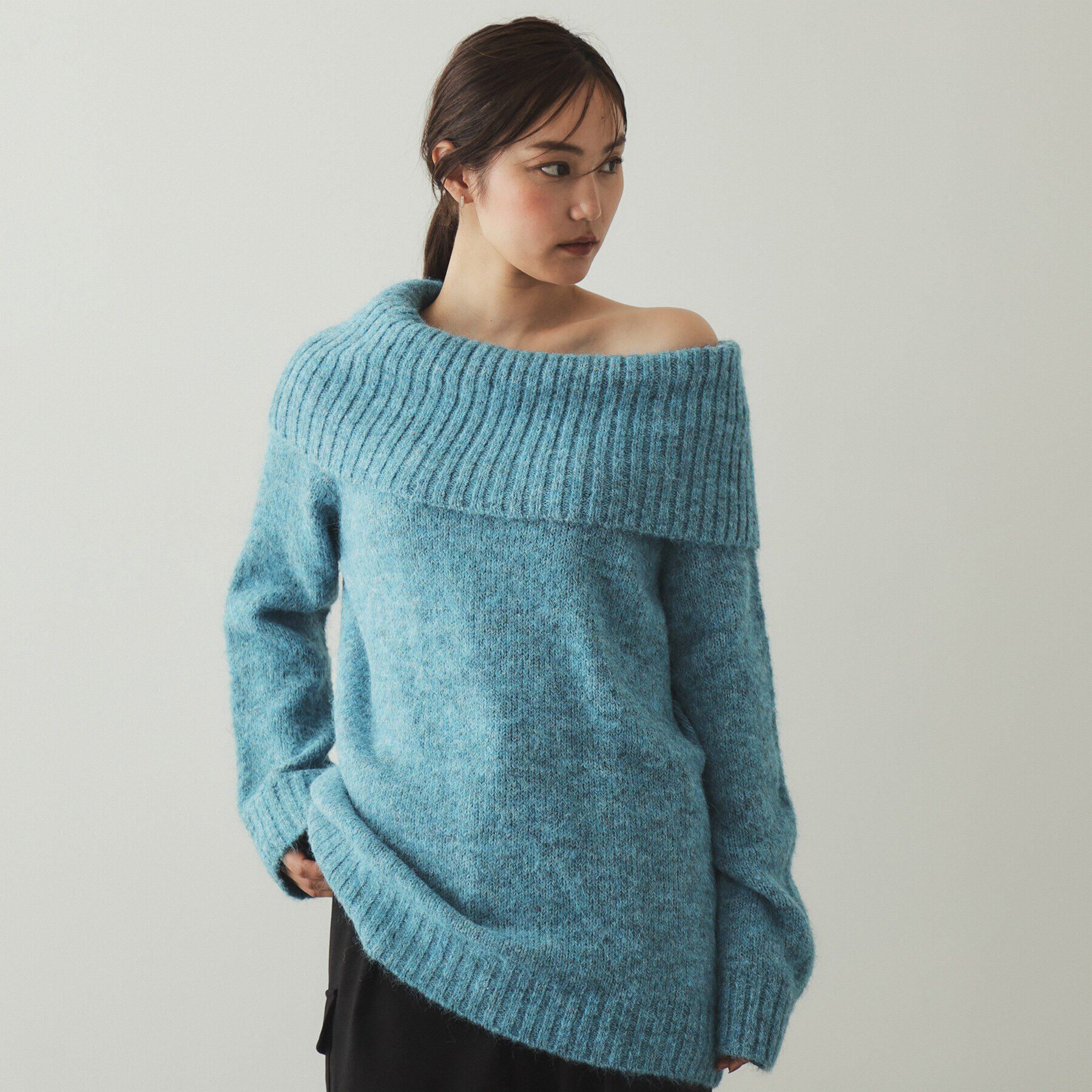 OPAQUE.CLIP「MIXオフショルダーニット【洗濯機洗い可】」|ニット・セーター|