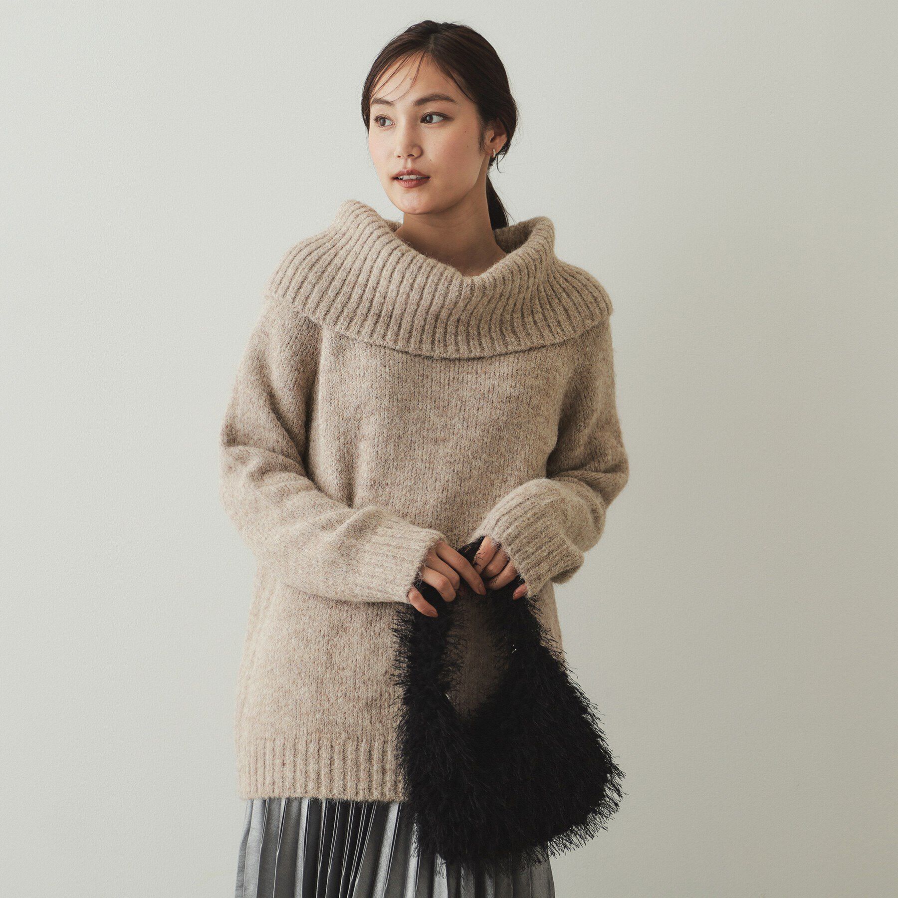 OPAQUE.CLIP「MIXオフショルダーニット【洗濯機洗い可】」|ニット・セーター|