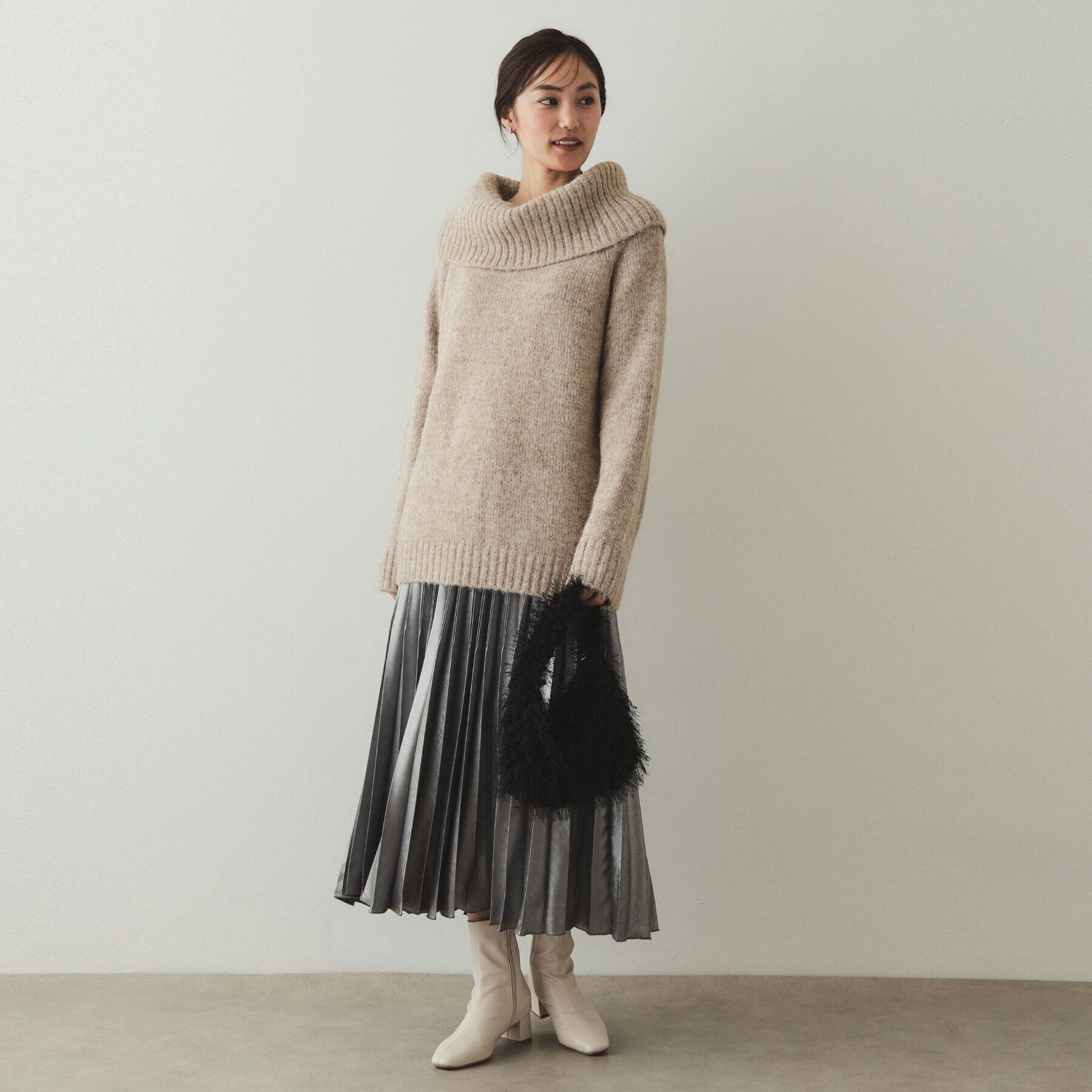 OPAQUE.CLIP「MIXオフショルダーニット【洗濯機洗い可】」|ニット・セーター|